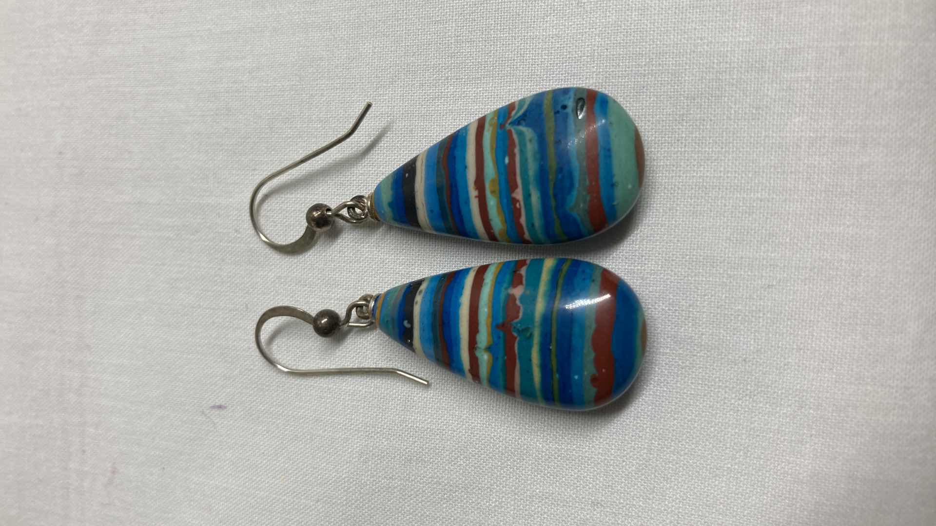 Photo 1 of RAINBOW CALSILICA EARRINGS 0.5” X 1.75”