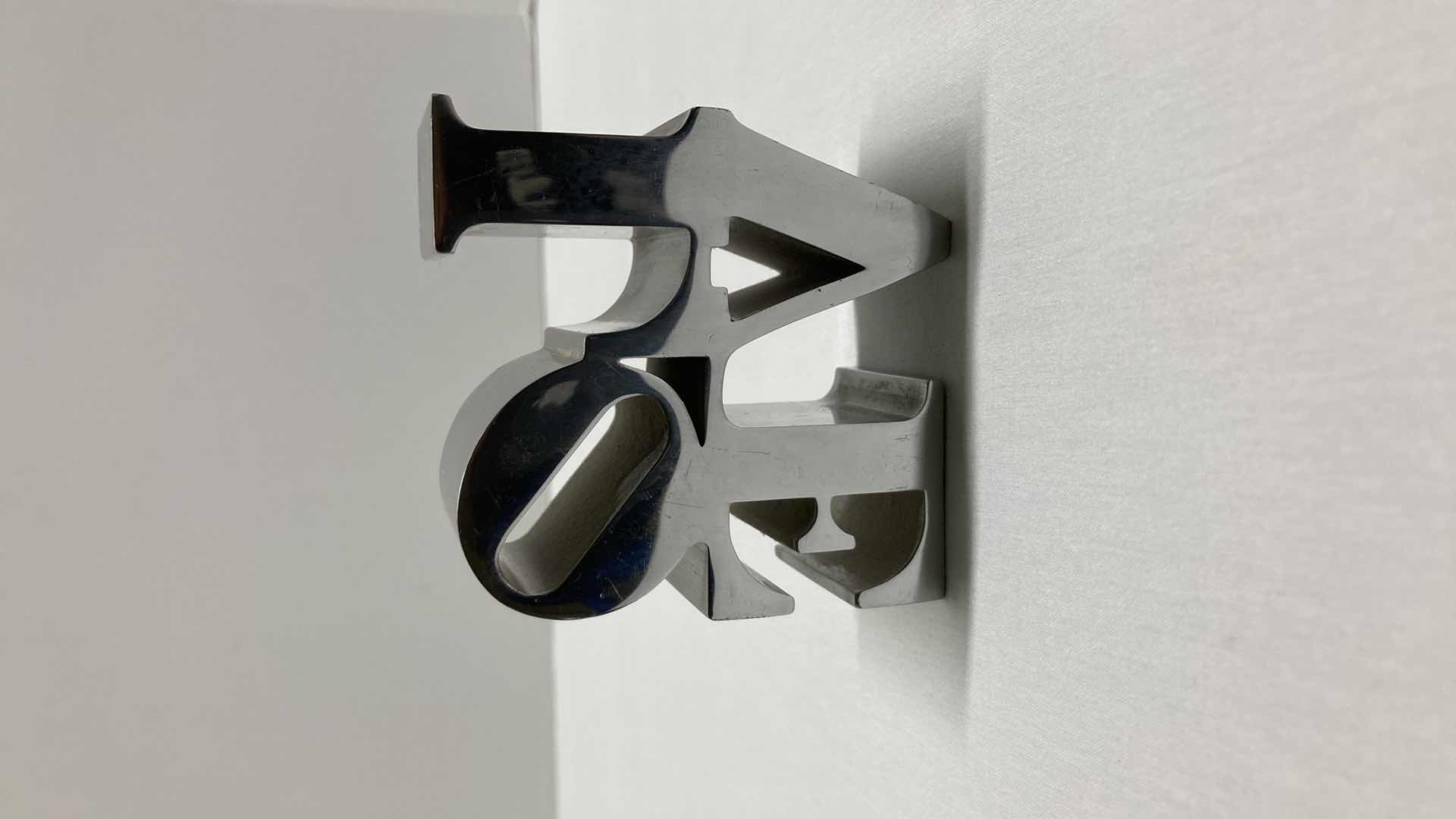 Photo 1 of NAMBE HEART SHAPED CAST ALUMINUM DISH 118B W LOVE DECOR & SILVER FINISH GLASS BOWL 5.5” X 2.5”