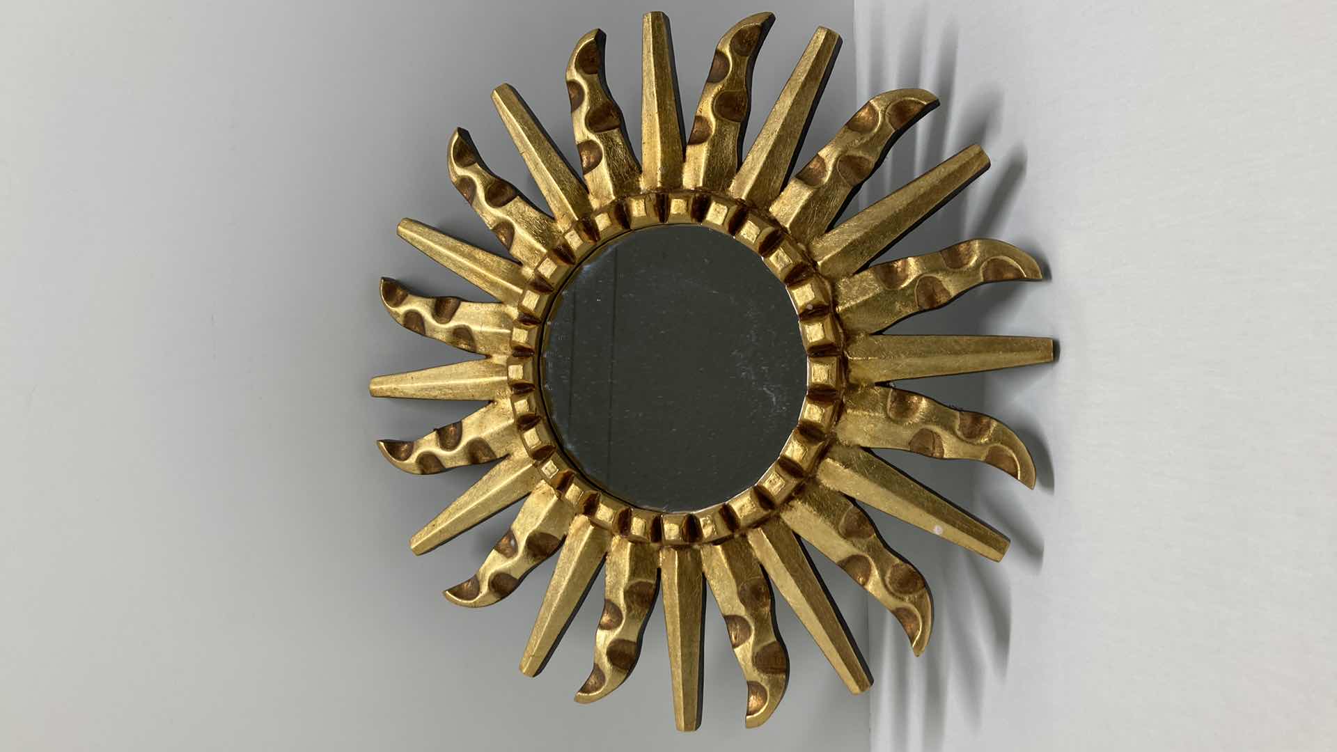 Photo 1 of NOVICA COLLECTION GOLD FINISH SUN WOOD FRAMED MIRROR 14” X 14”