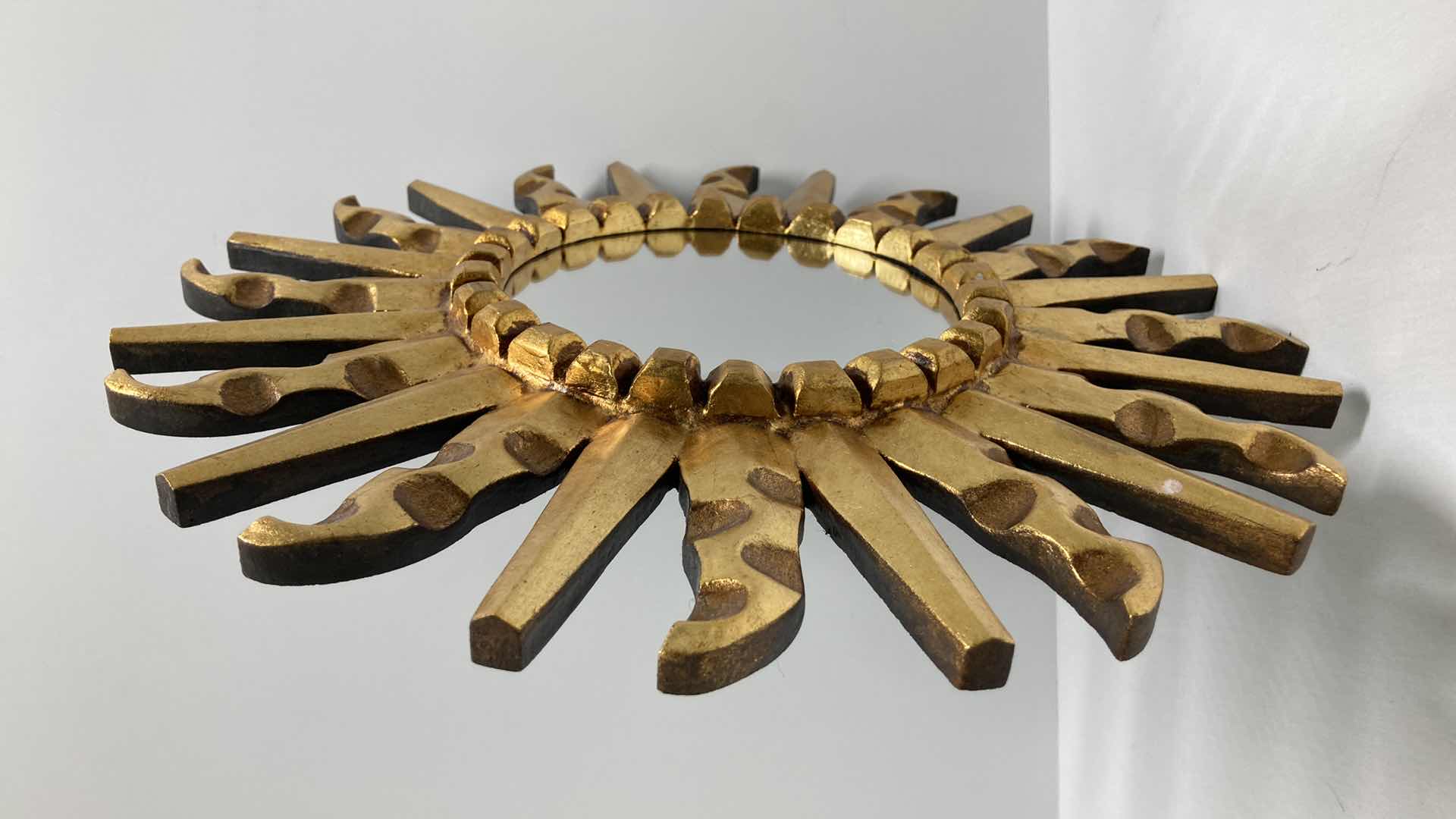 Photo 2 of NOVICA COLLECTION GOLD FINISH SUN WOOD FRAMED MIRROR 14” X 14”