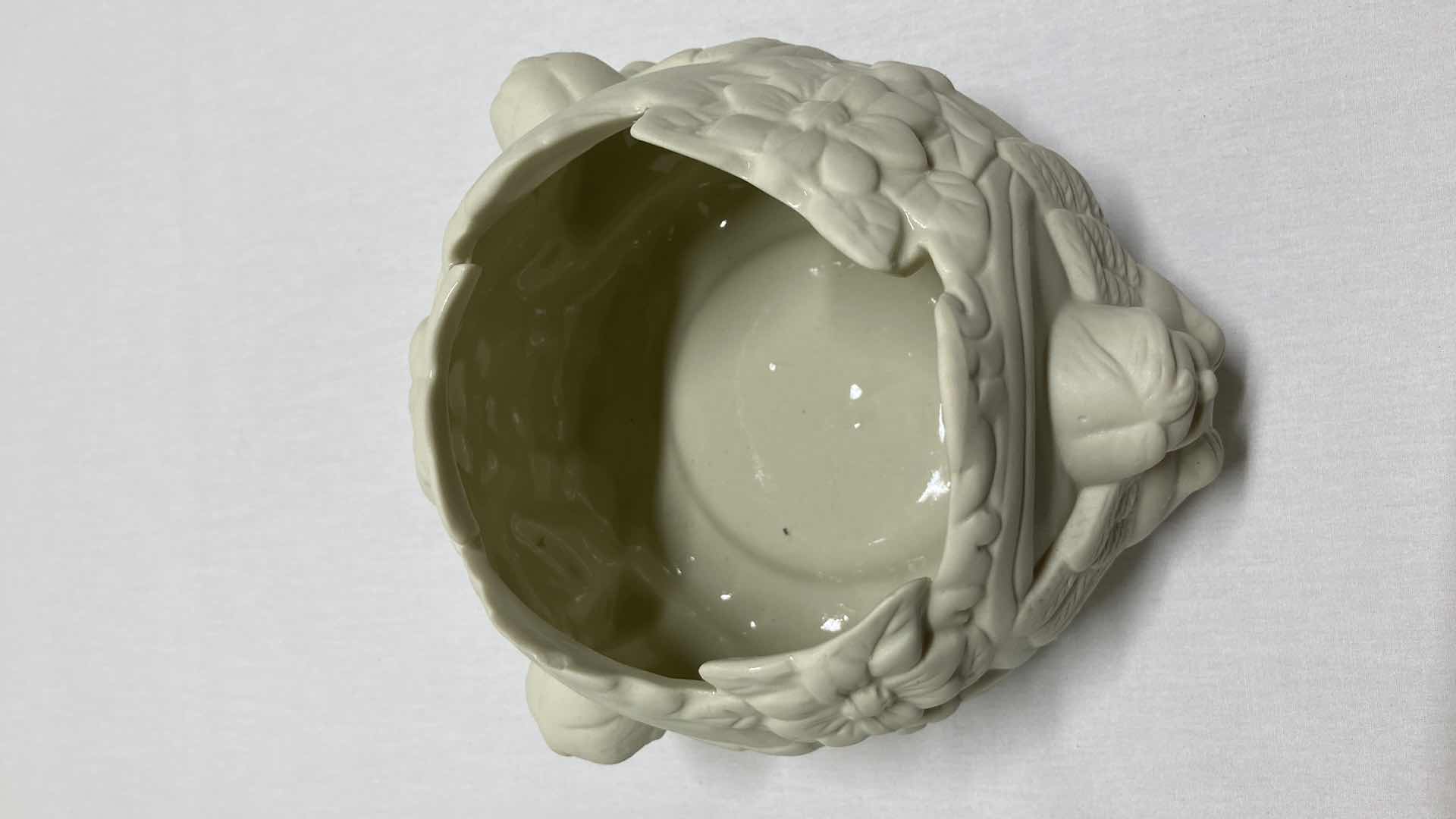 Photo 1 of ANGEL & FLORAL CERAMIC BOWL 
6.25” X 6.5”