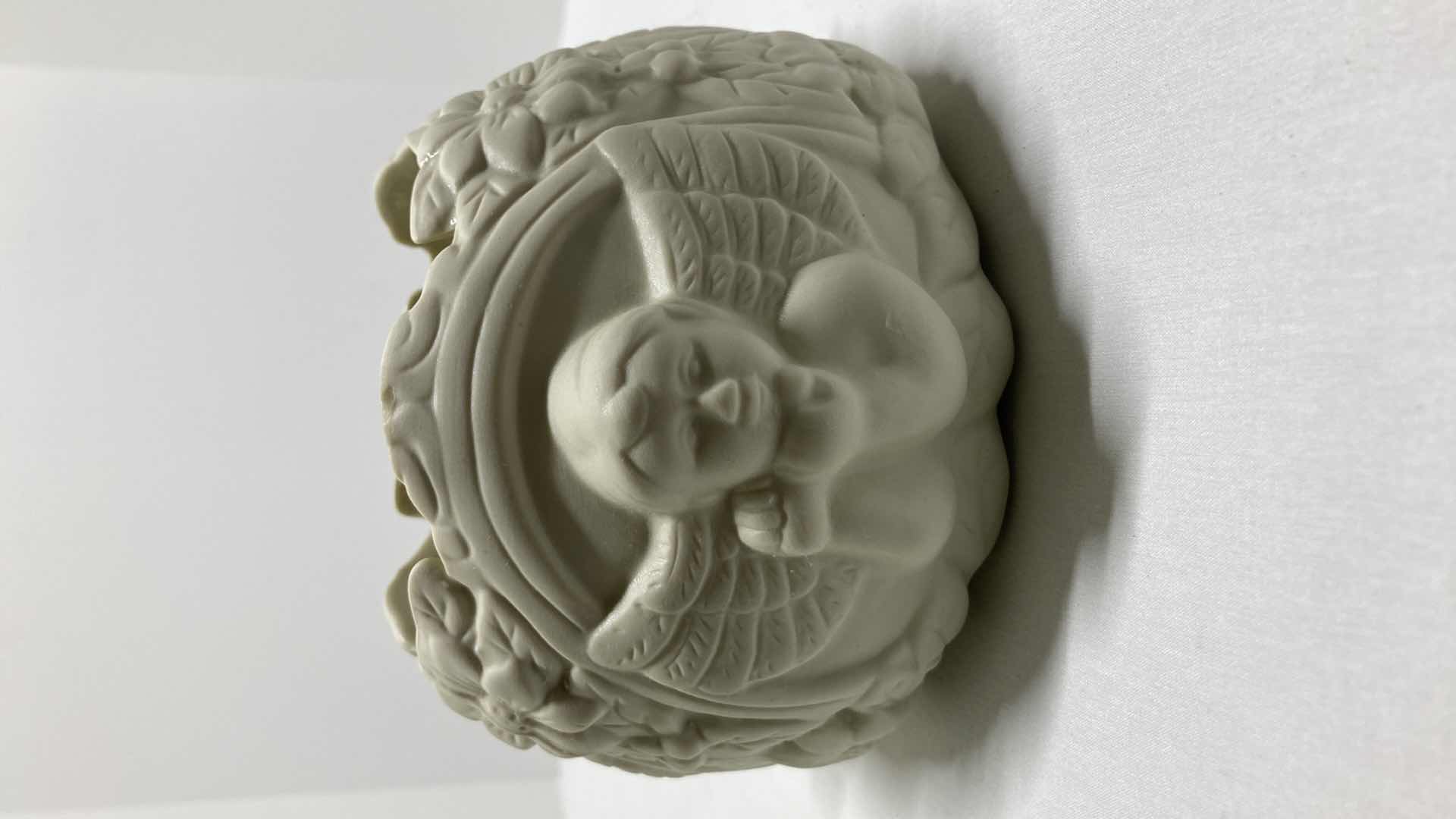 Photo 1 of ANGEL & FLORAL CERAMIC BOWL 
6.25” X 6.5”