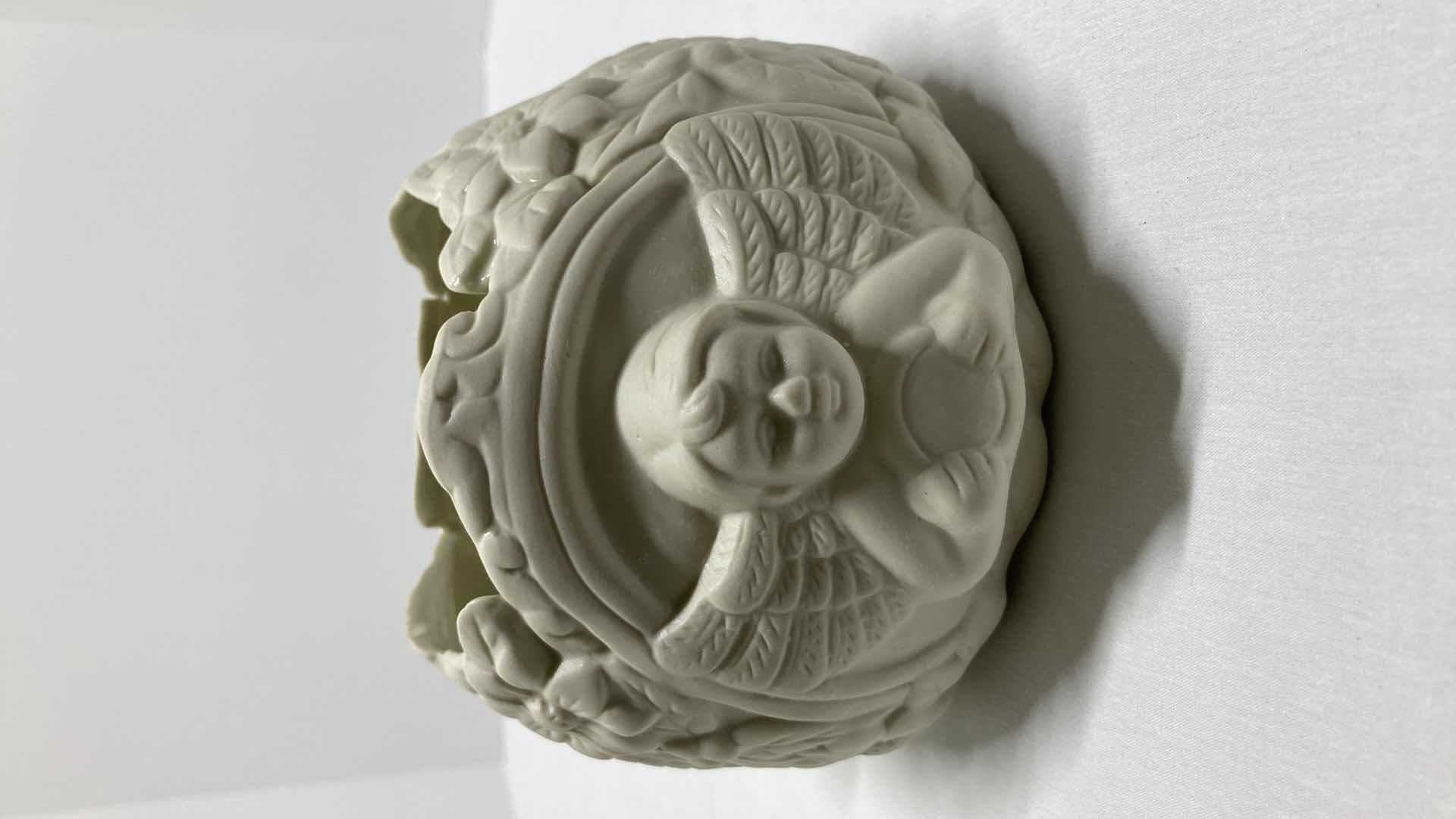 Photo 1 of ANGEL & FLORAL CERAMIC BOWL 
6.25” X 6.5”