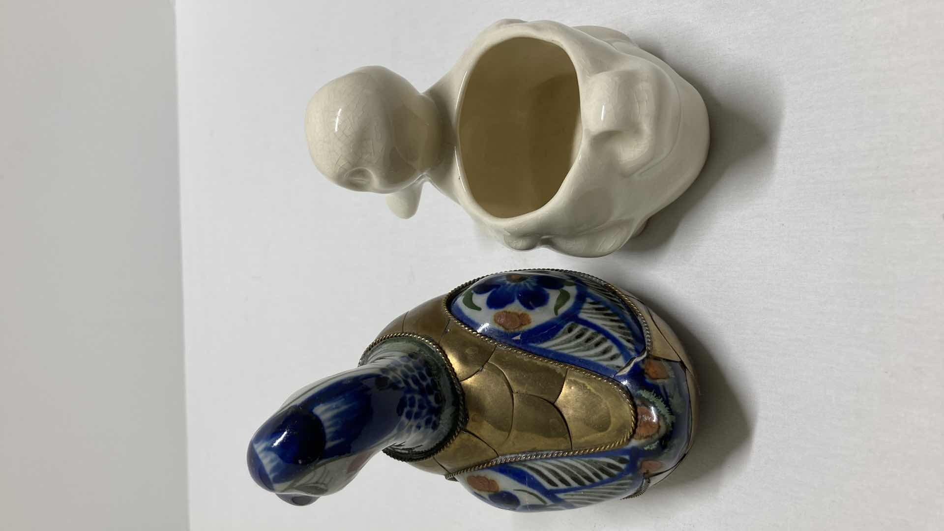 Photo 1 of BRASS PLATED W CERAMIC DUCK DECOR & CERAMIC DUCK BOWL 5.5” X 4”