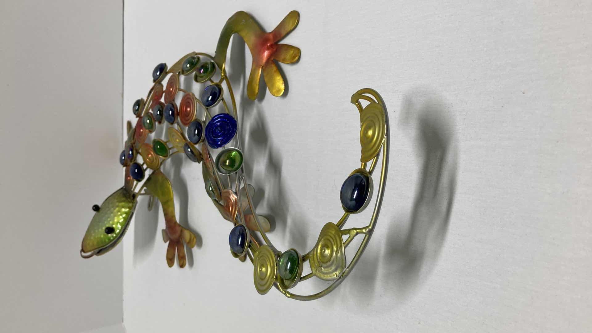 Photo 1 of MULTI COLORED GECKO METAL SCULPTURE 8.5” X 21” H2.75”