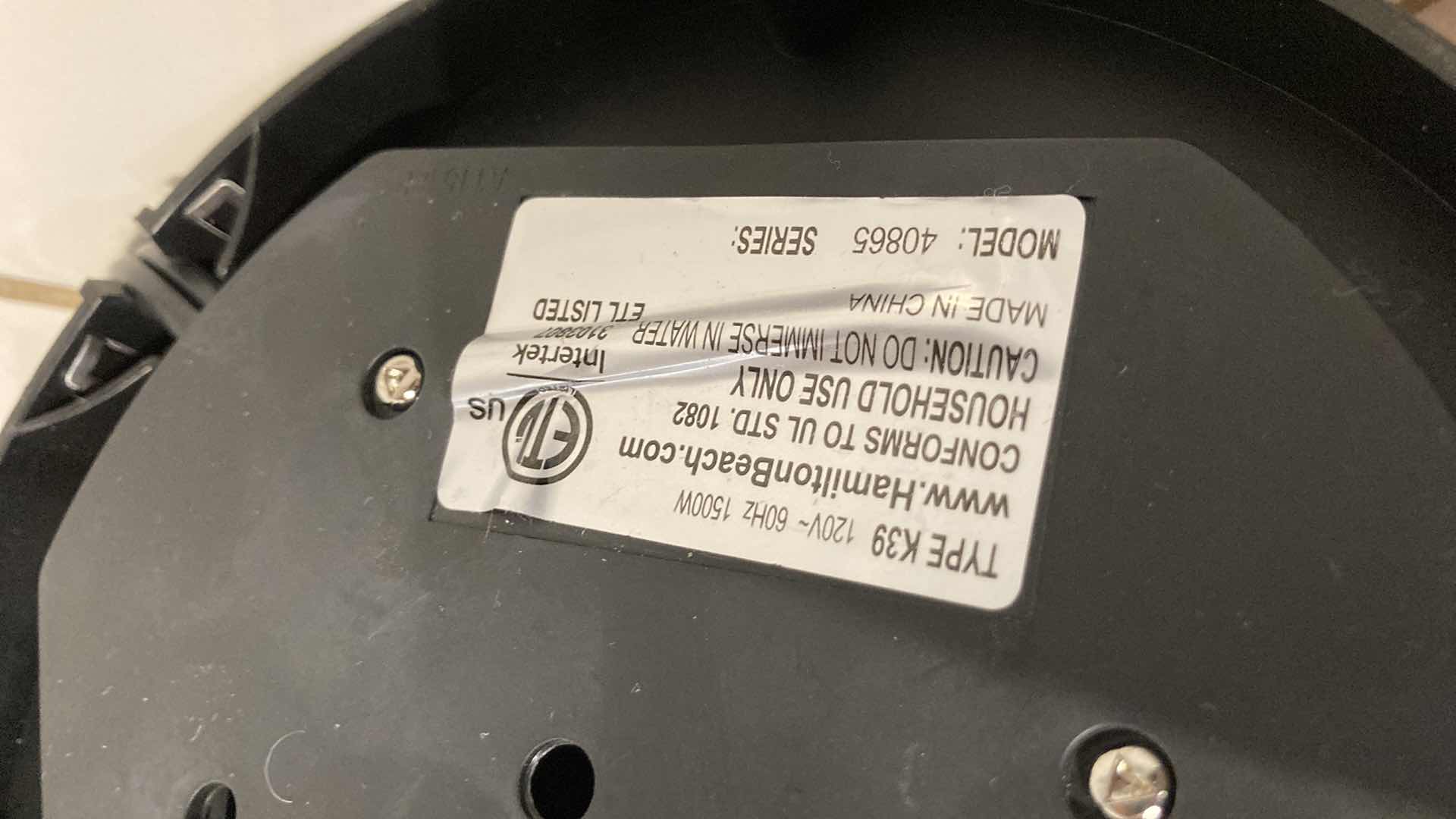 Photo 1 of HAMILTON BEACH GLASS ELECTRIC KETTLE MODEL K39 40865