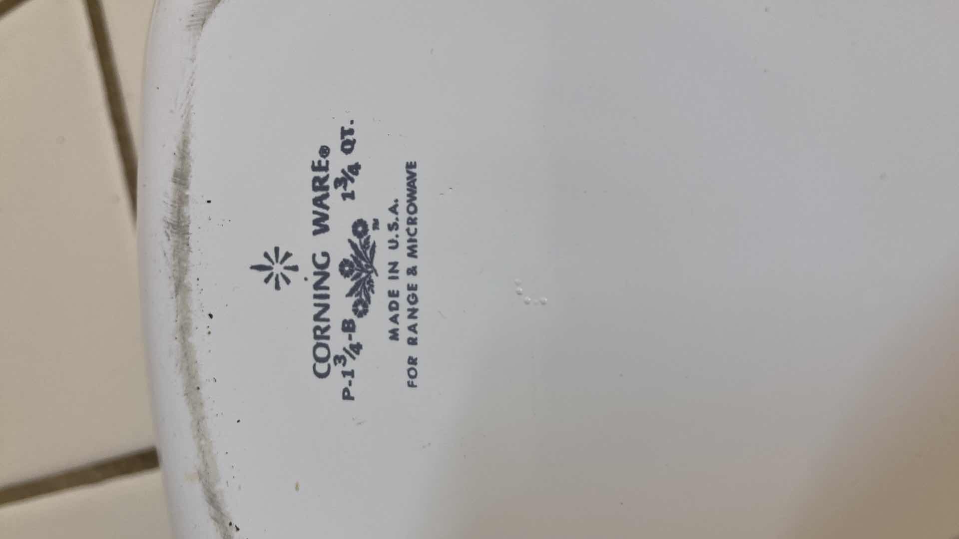 Photo 1 of CORNING WARE CORNFLOWER CASSEROLE SET (3) W POT HANDLE & LID