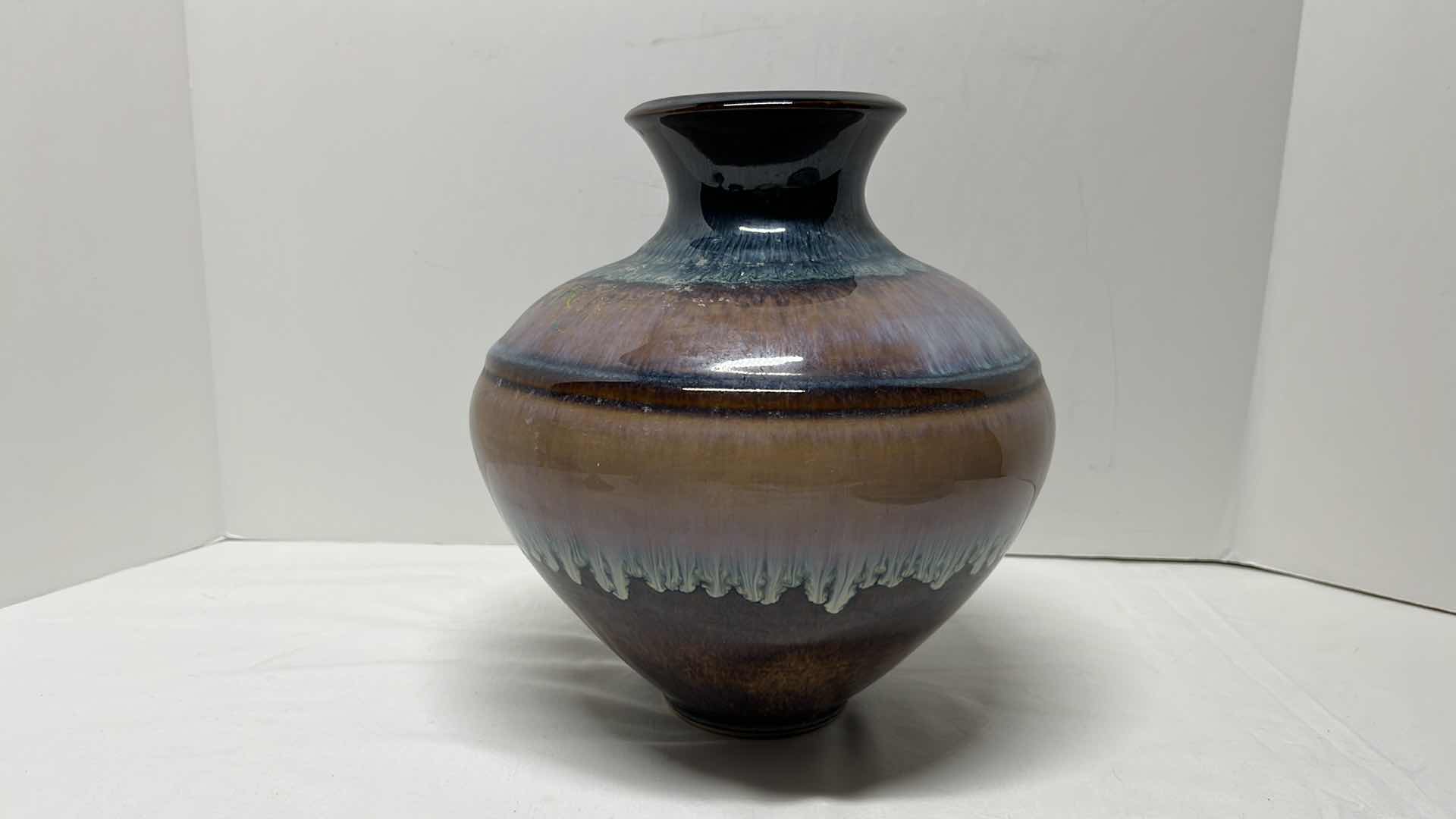 Photo 2 of GLAZED MULTI-COLOR CERAMIC 10” VASE, 11.5” PLATE, 6” BOWL & 6” CUP
