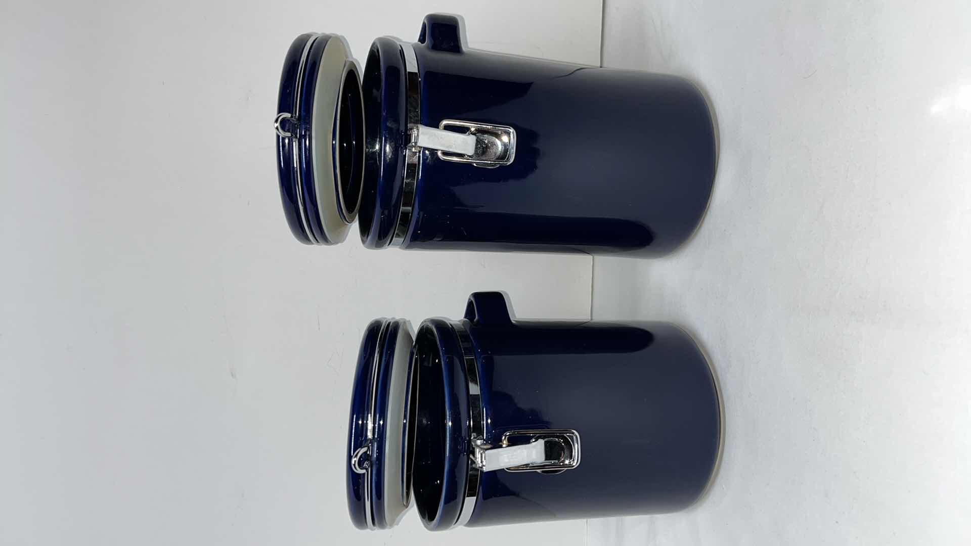 Photo 1 of COBALT BLUE CANISTER FLIP TOP JARS 8” & 9.25”
