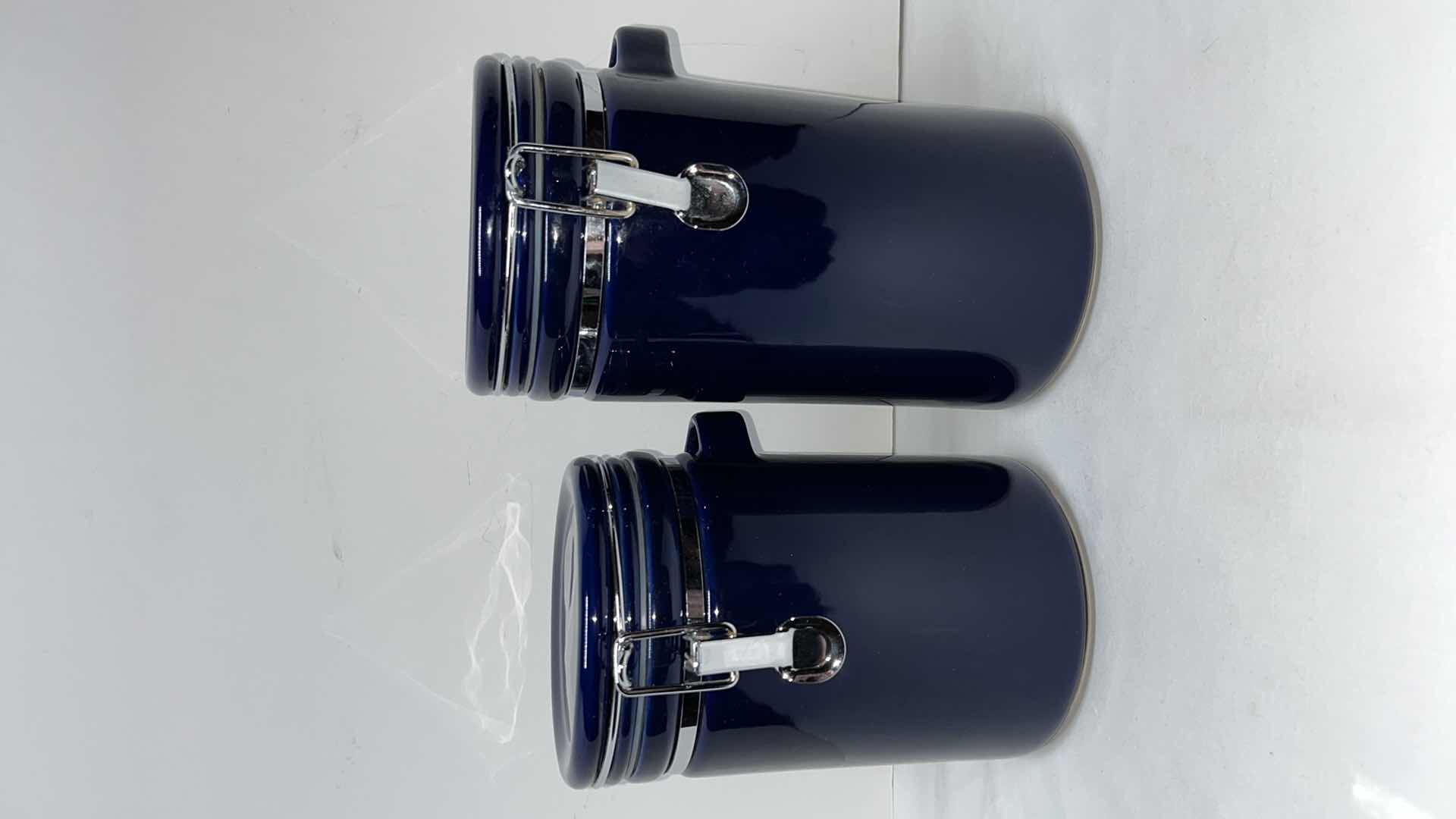 Photo 1 of COBALT BLUE CANISTER FLIP TOP JARS 8” & 9.25”