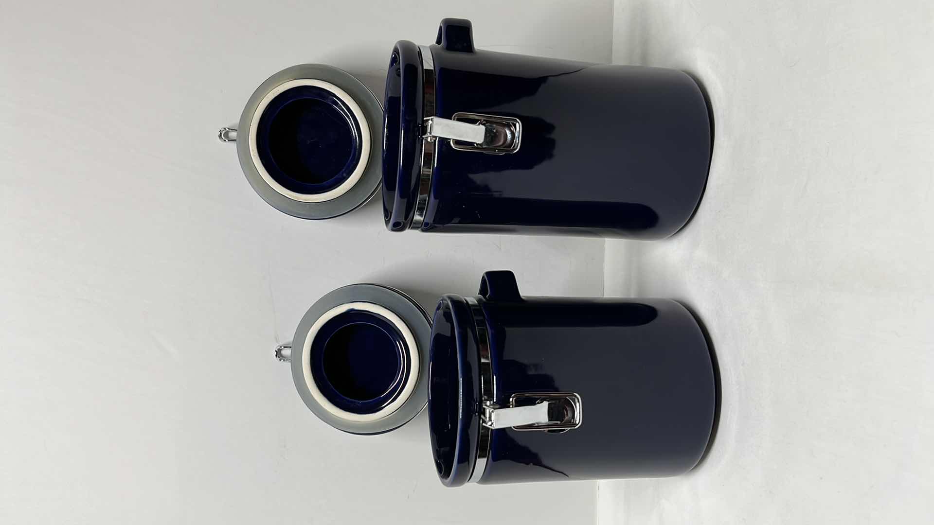 Photo 3 of COBALT BLUE CANISTER FLIP TOP JARS 8” & 9.25”