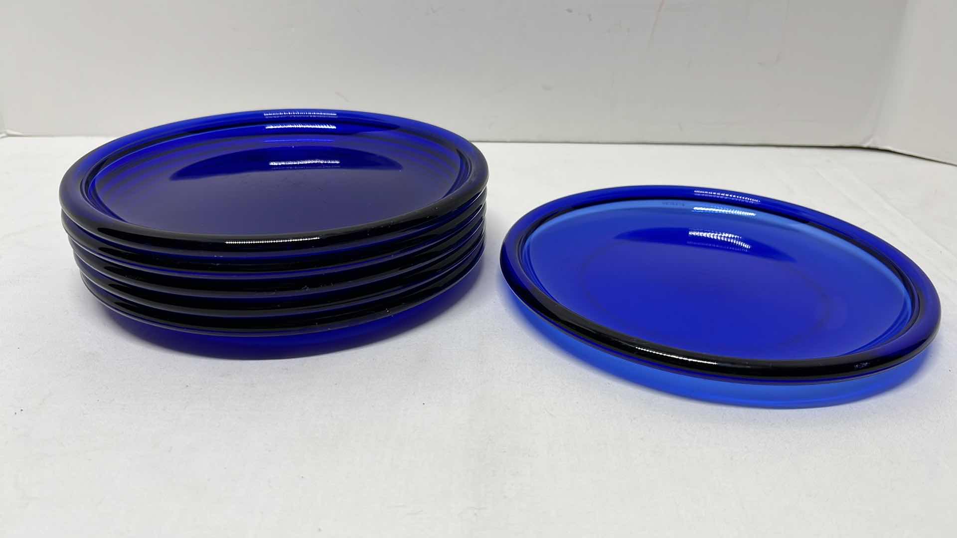 Photo 1 of 16 PC CLEAR COBALT BLUE DISH WARE