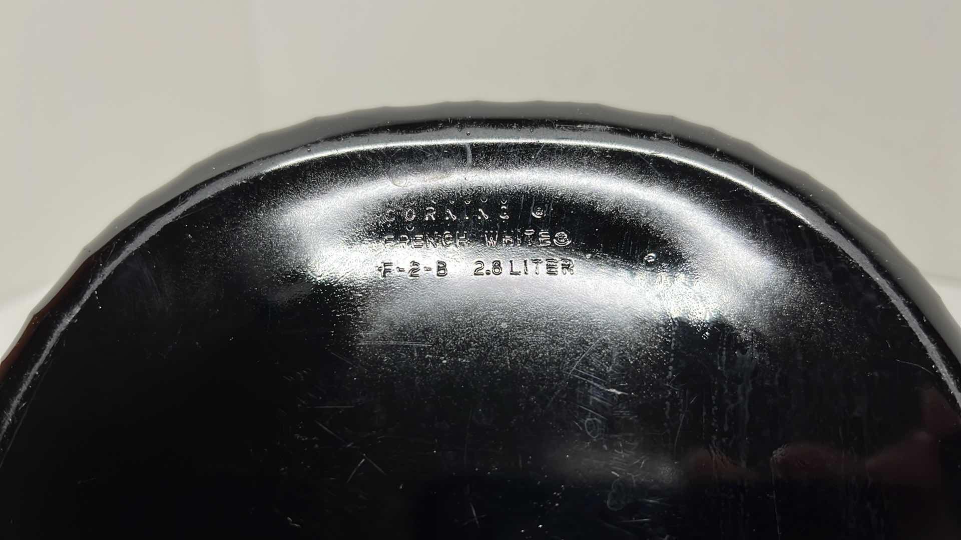 Photo 1 of 2 BLACK CORNING WARE DISHES, MIXING BOWL, 2 SMALL RAMEKINS, CREAM & SUGAR DISHES W BLACK CHILE PEPPER PLATE (9 PCS)