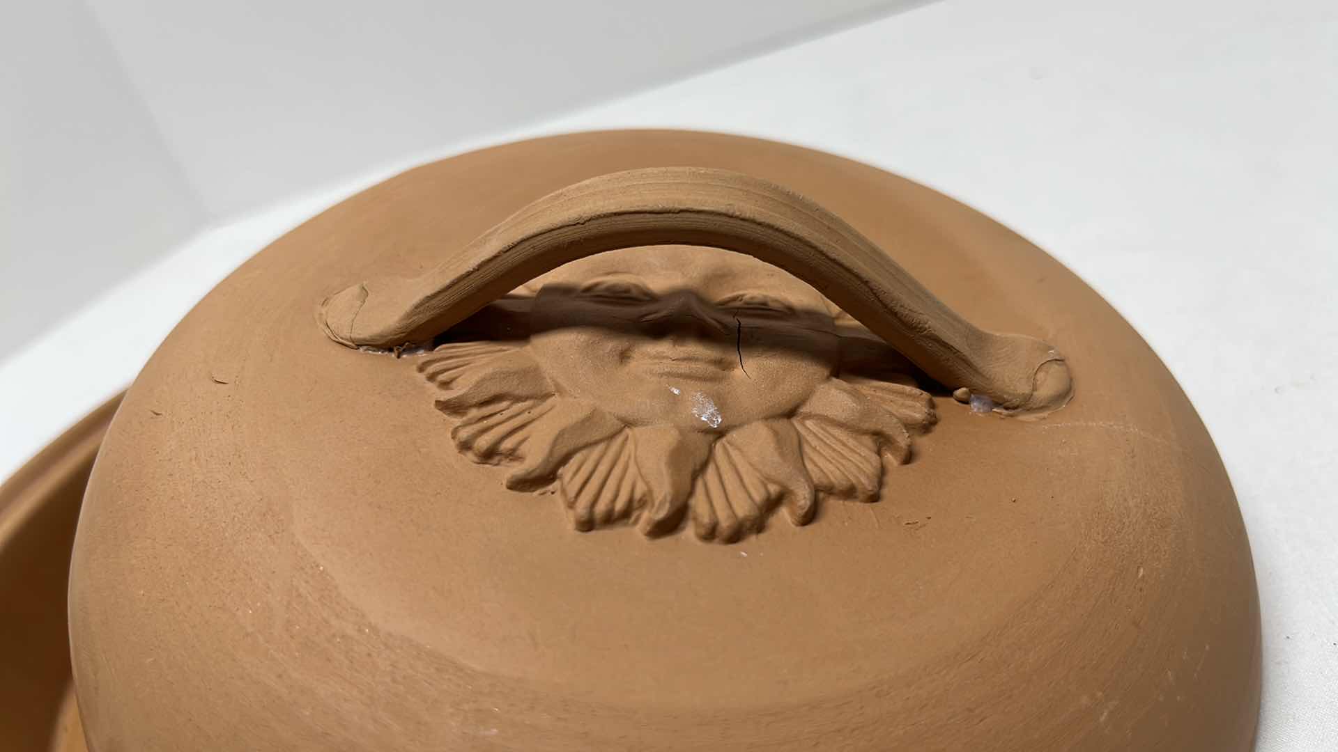 Photo 1 of CLAY TORTILLA WARMER 6.75” & CANDLE HOLDER 6.25”H W DISH