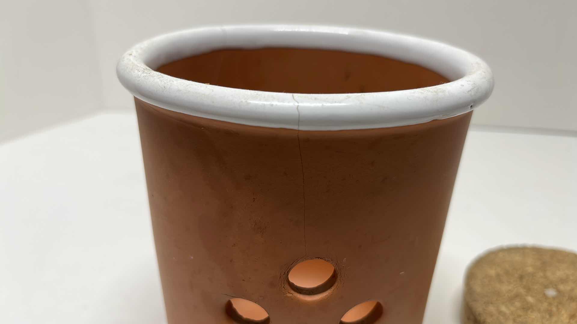 Photo 1 of CLAY TORTILLA WARMER 6.75” & CANDLE HOLDER 6.25”H W DISH