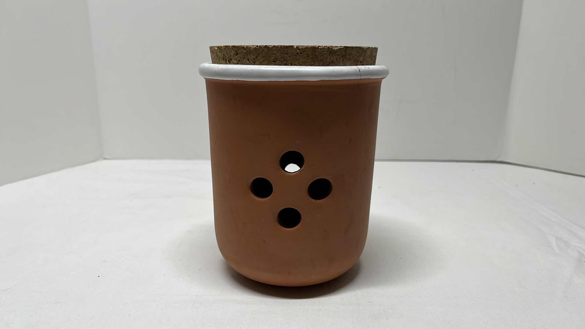 Photo 1 of CLAY TORTILLA WARMER 6.75” & CANDLE HOLDER 6.25”H W DISH