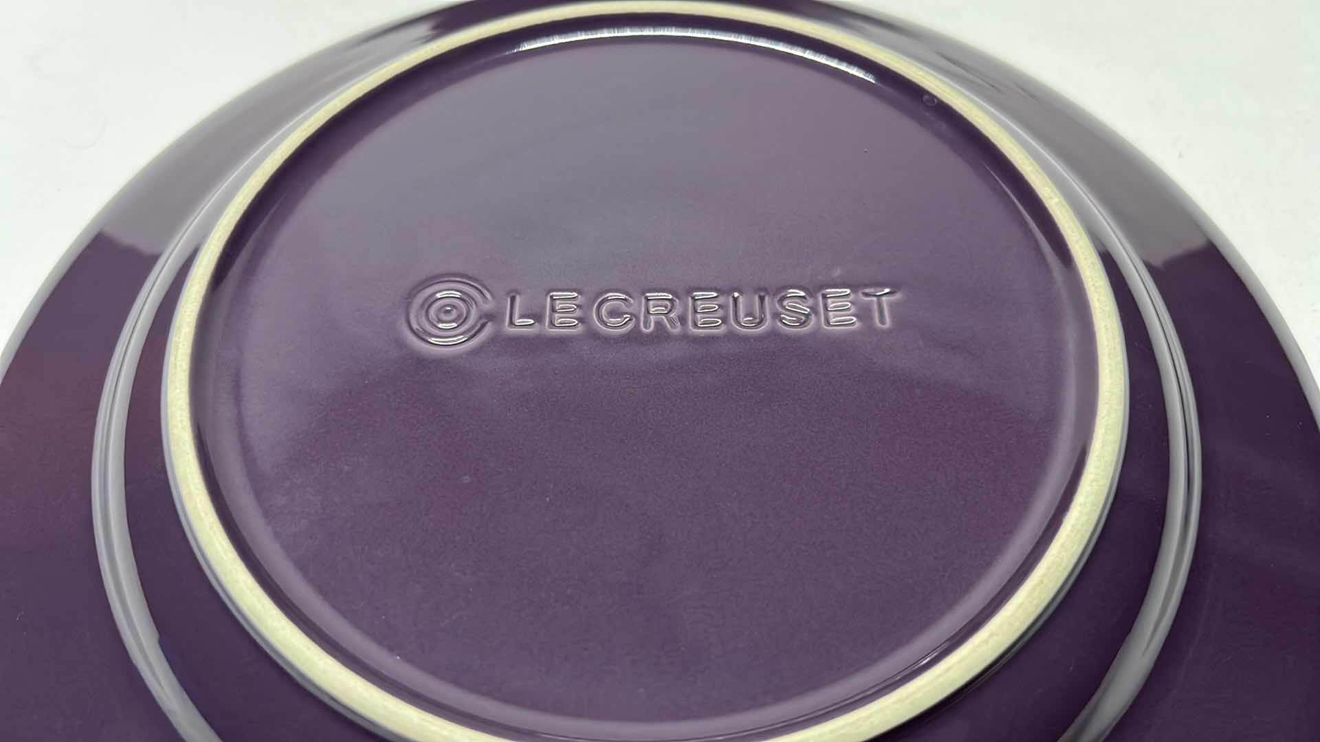 Photo 1 of LE CREUSET STONEWARE SET OF 4 DINNER PLATES, 10”