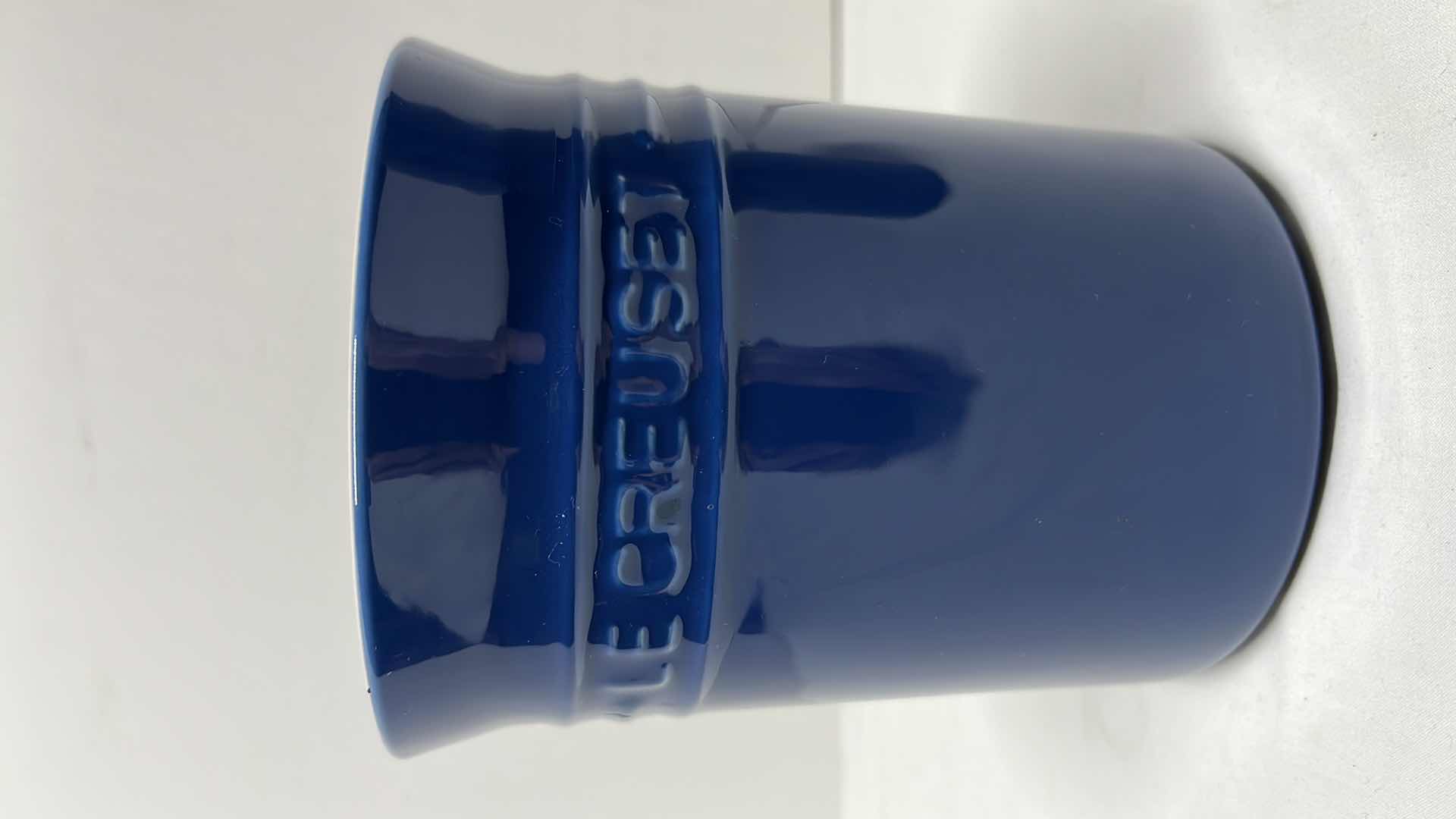 Photo 2 of LE CREUSET STONEWARE UTENSIL HOLDERS SET OF 2, 6”H