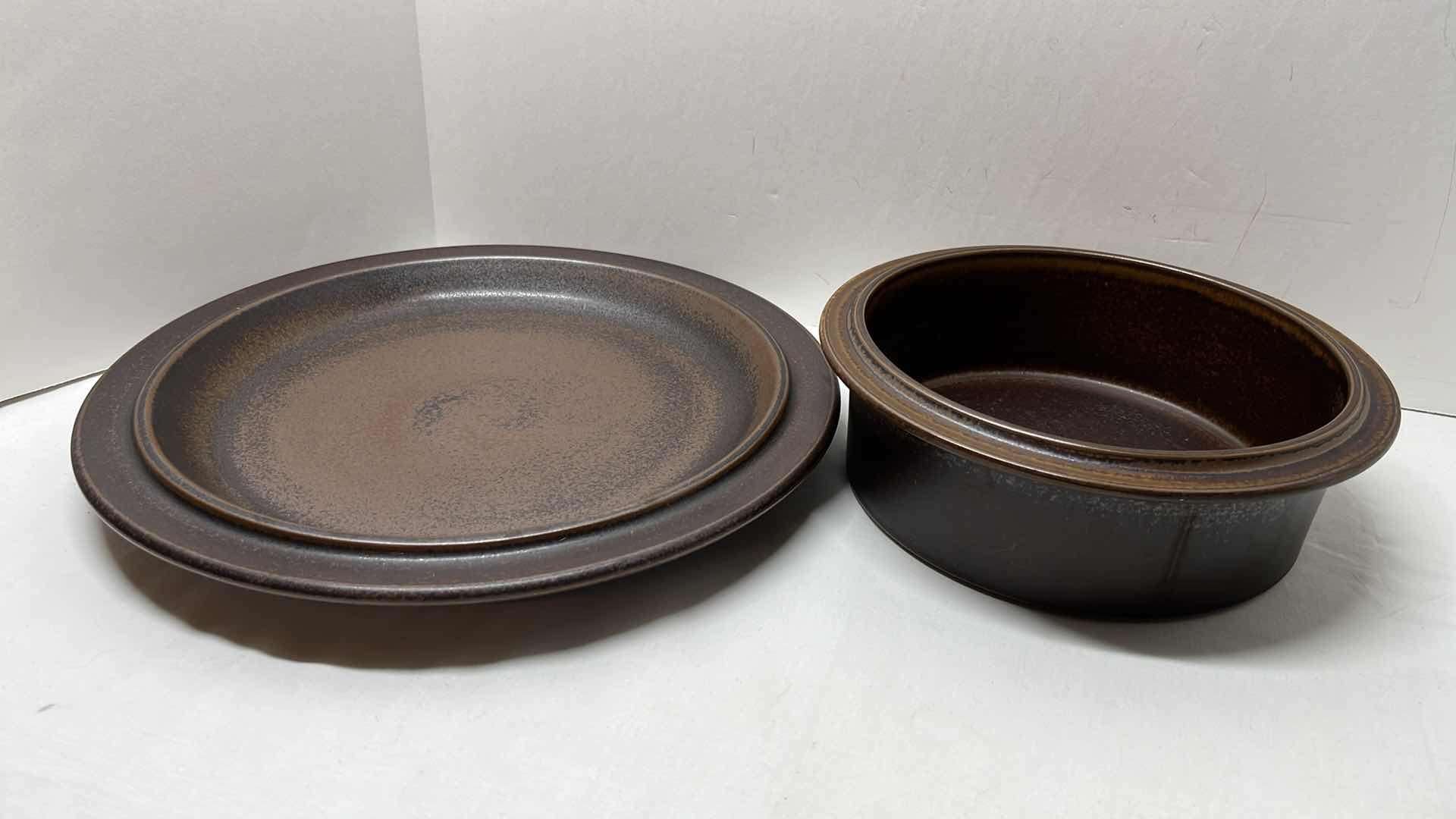 Photo 1 of 12 PC INDUSTRIAL STYLE CERAMIC PLATTER, LRG BOWL, MUGS, PITCHER, CREAMER & SUGAR DISHES