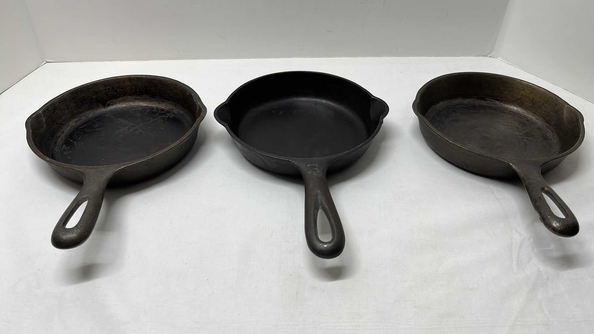Photo 1 of 3 PCS CAST IRON SKILLETS 6.5”