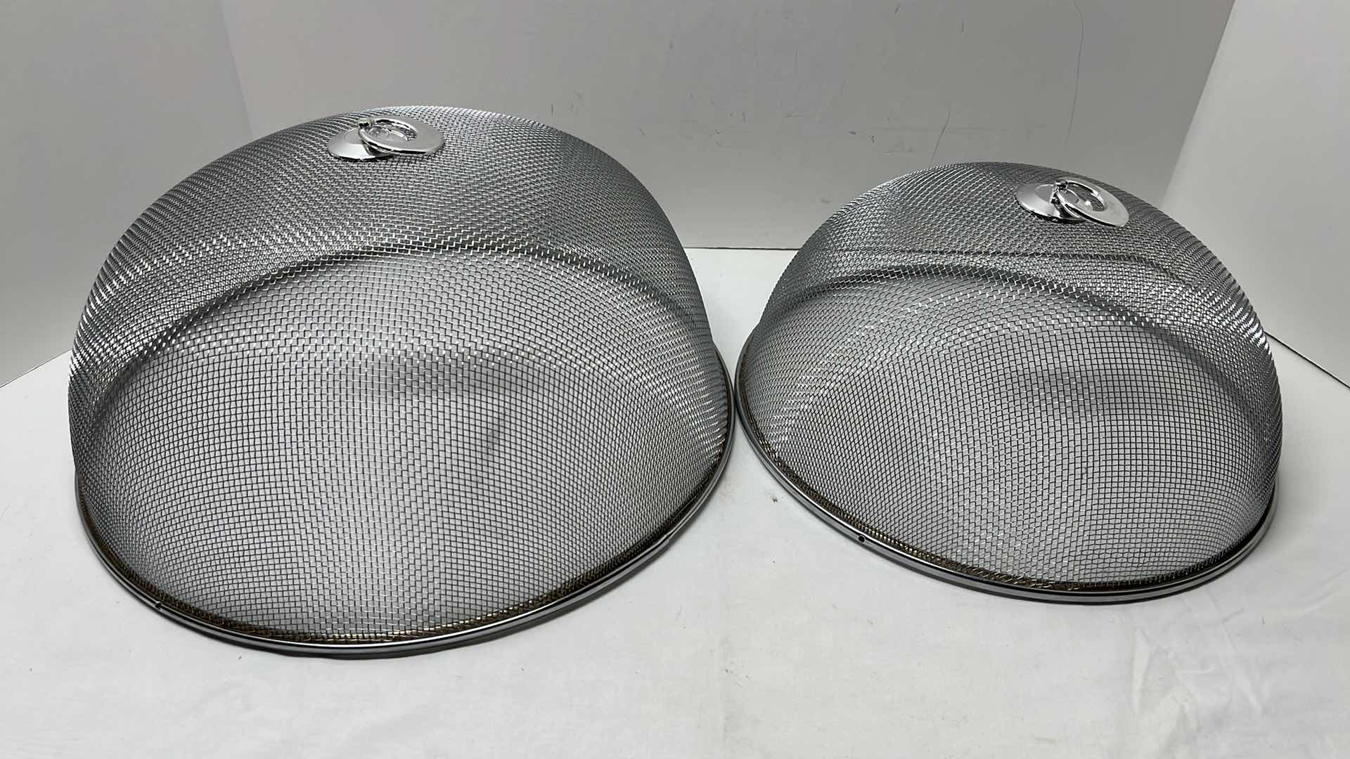 Photo 1 of CHROME MESH FOOD COVERS (2) 11.5” & 13.5”