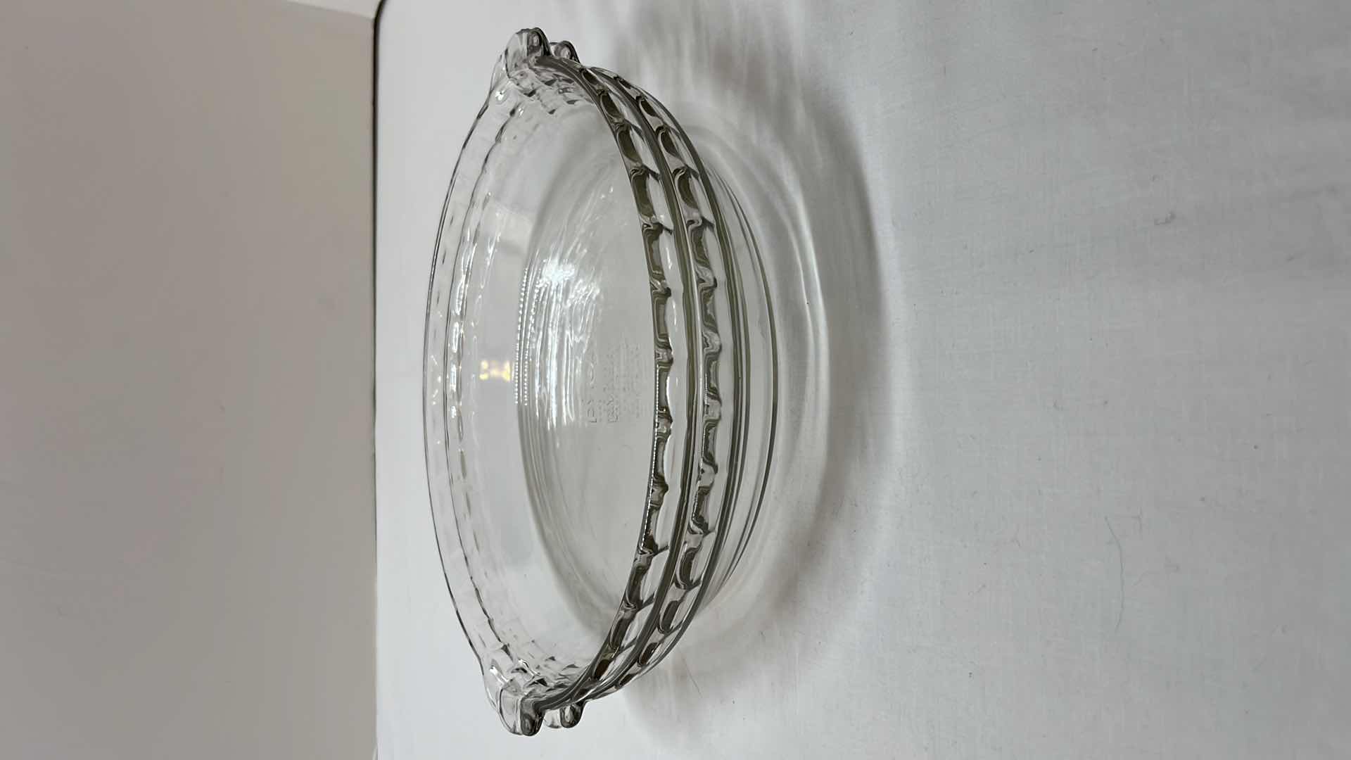 Photo 1 of 2 PCS- PYREX CLEAR GLASS 9.5” PIE PAN W FLUTED EDGES & HANDLES (#229)