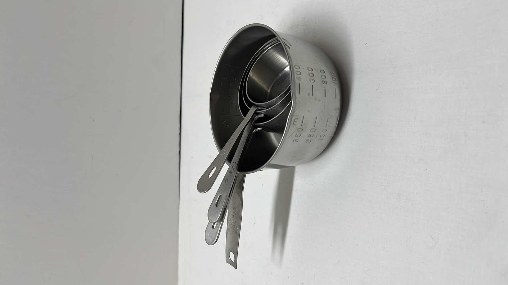 Photo 1 of MIXING BOWLS (2), STEEL MEASURING CUP, MEASURING CUP SET OF 4, ALL-CLAD BUTTER/SAUCE PAN & ALUMINUM CONDIMENT/MEASURING BOWLS (6)