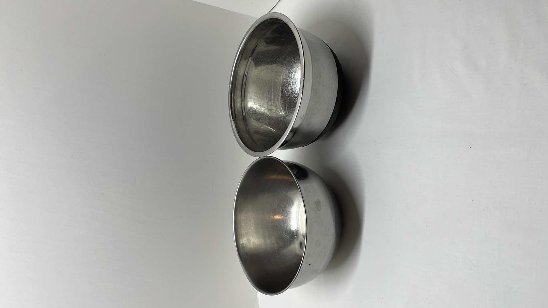 Photo 1 of MIXING BOWLS (2), STEEL MEASURING CUP, MEASURING CUP SET OF 4, ALL-CLAD BUTTER/SAUCE PAN & ALUMINUM CONDIMENT/MEASURING BOWLS (6)