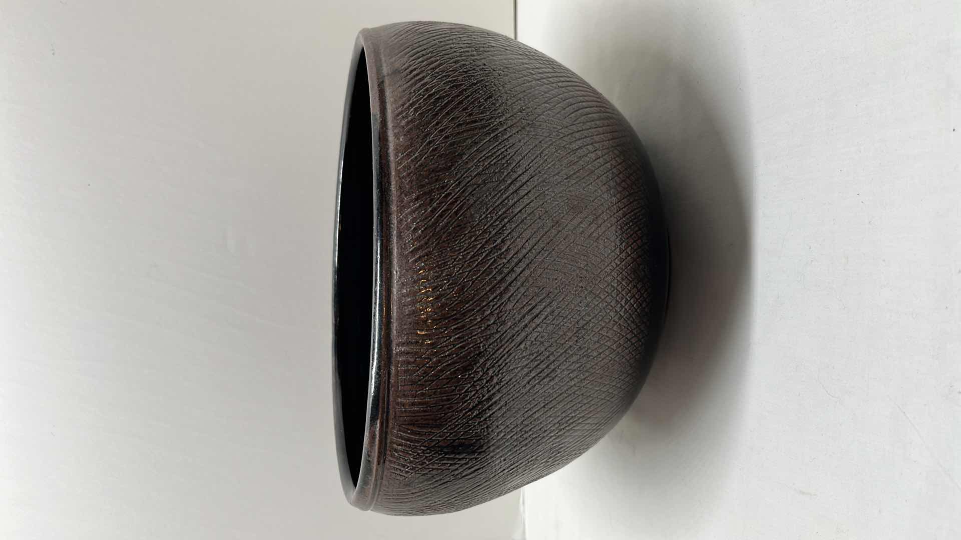 Photo 1 of LARGE CERAMIC OFFSET ROUND BOWL 11.5”D X 7”H & HANDCRAFTED LARGE CLAY POT 10” D X 7.25”H