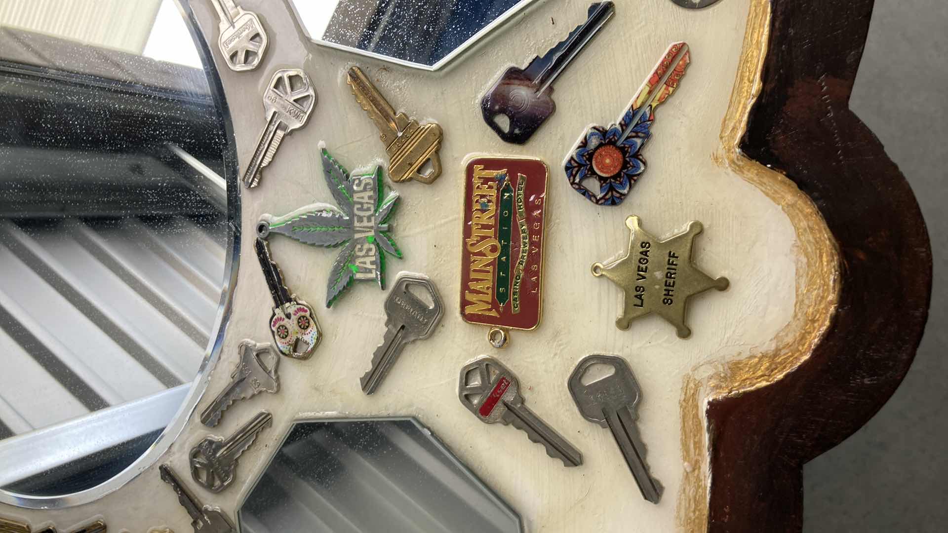 Photo 1 of LAS VEGAS & KEY THEMED CUSTOM MADE ACCENT TABLE BY LOCAL ARTIST 31” X 26”