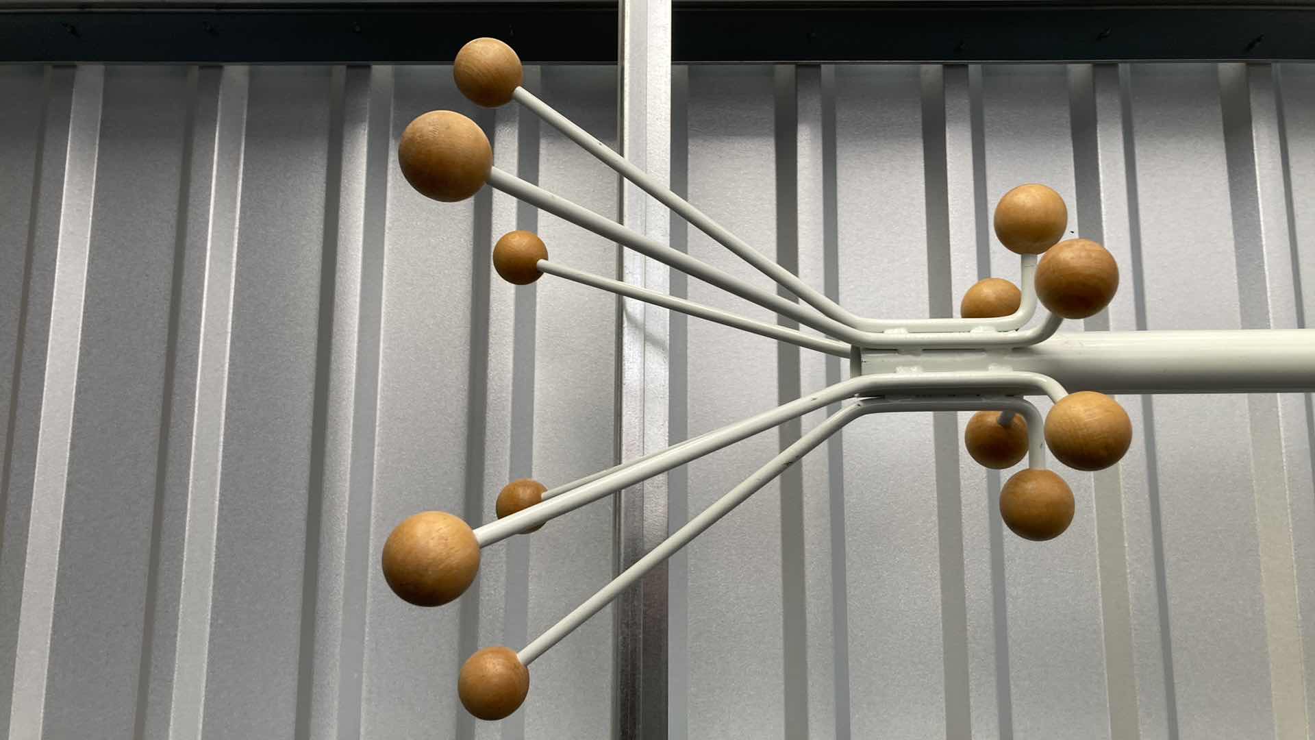 Photo 1 of WHITE COATED METAL & WOOD KNOB COAT RACK 17” X 71”