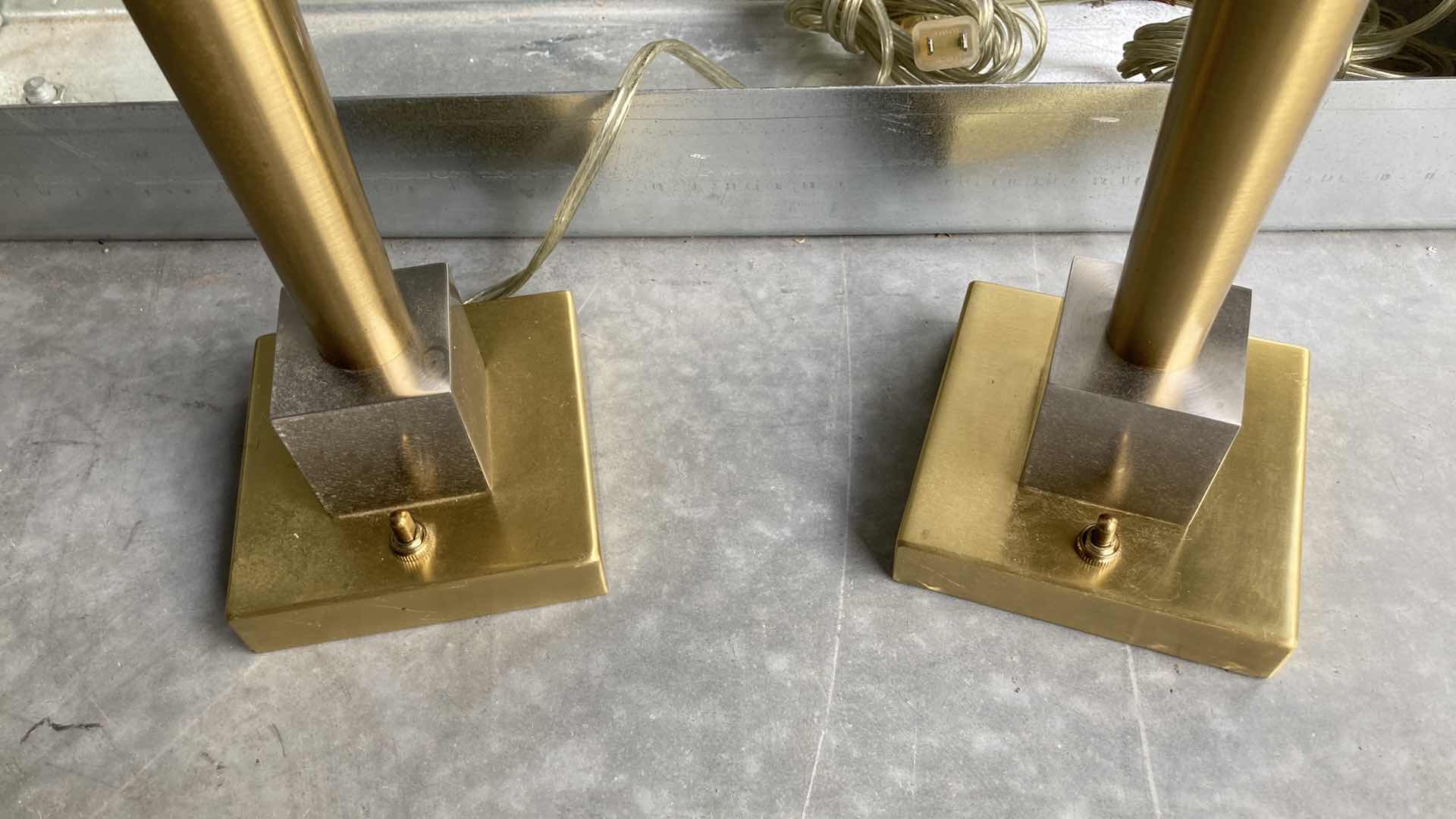 Photo 1 of STEEL & BRASS FINISH TABLE LAMPS (2) 8.5” X 36”