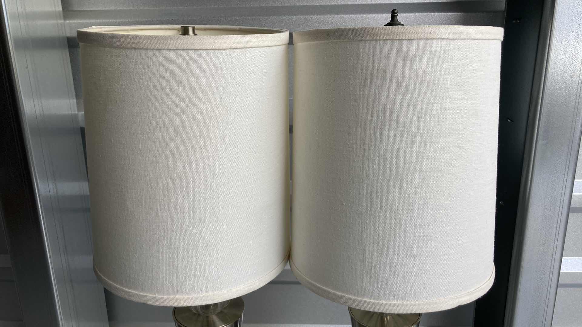 Photo 3 of STEEL & BRASS FINISH TABLE LAMPS (2) 8.5” X 36”