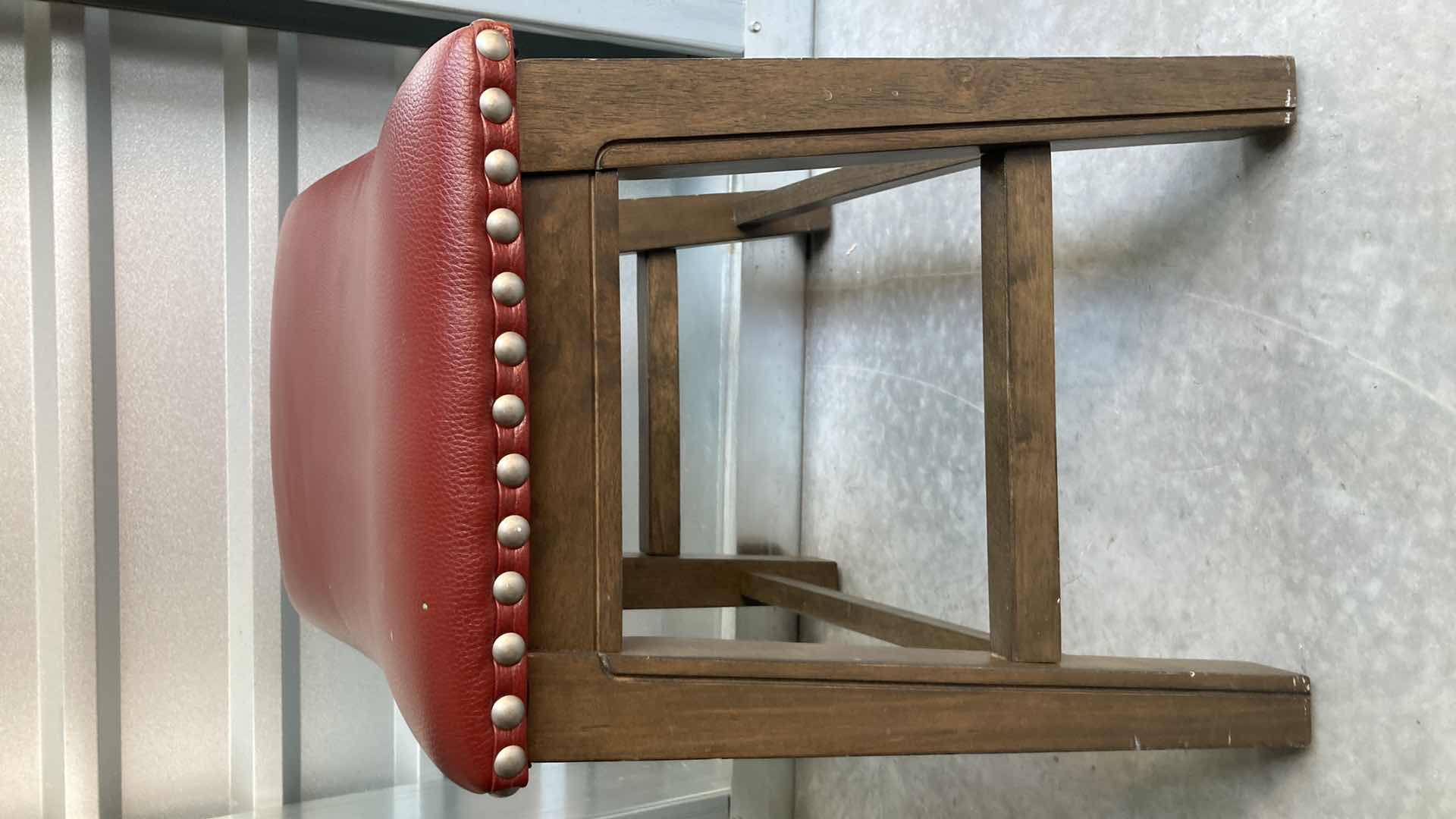 Photo 3 of YIE CHERNG CO WOOD W LEATHER SATTLE SEAT STOOL 20” X 15” H19”