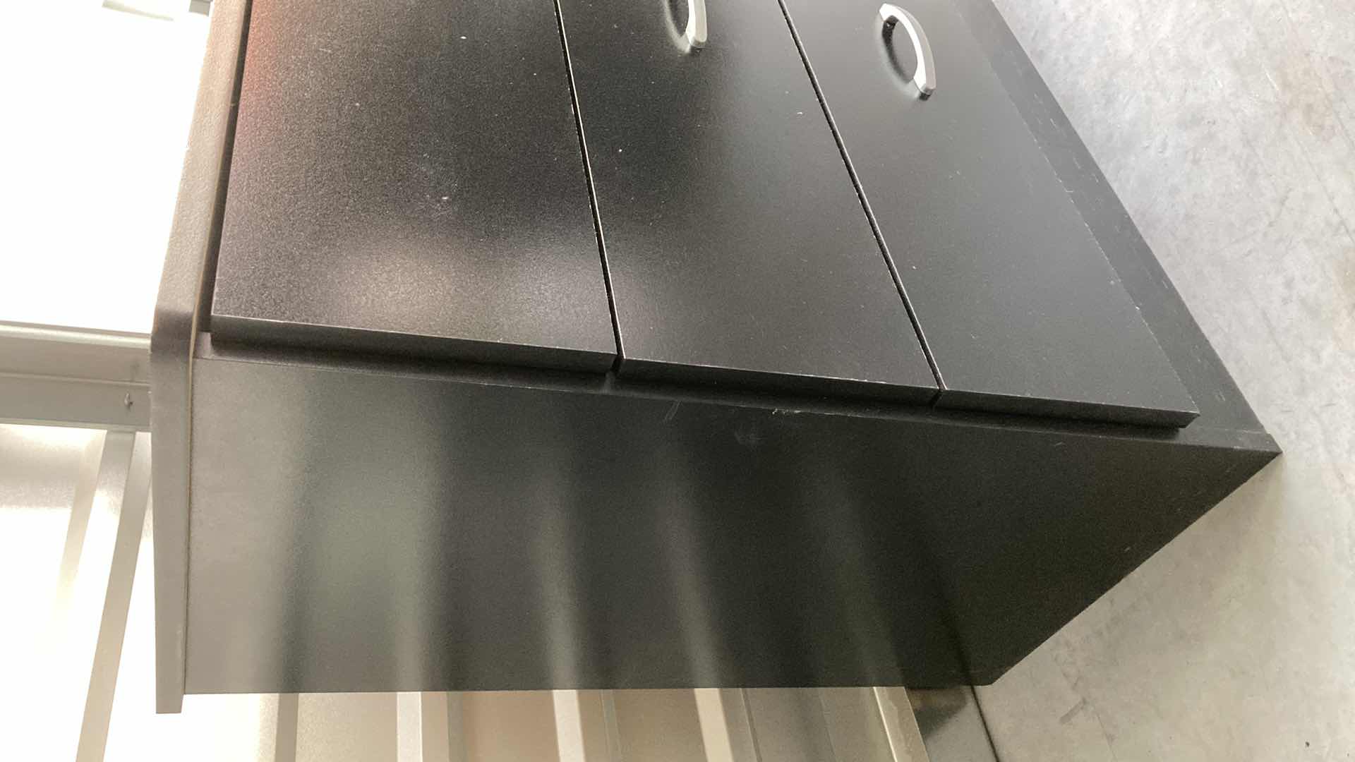 Photo 1 of BLACK LAMINATE 3 DRAWER DRESSER 31.25” X 16” H27.5”