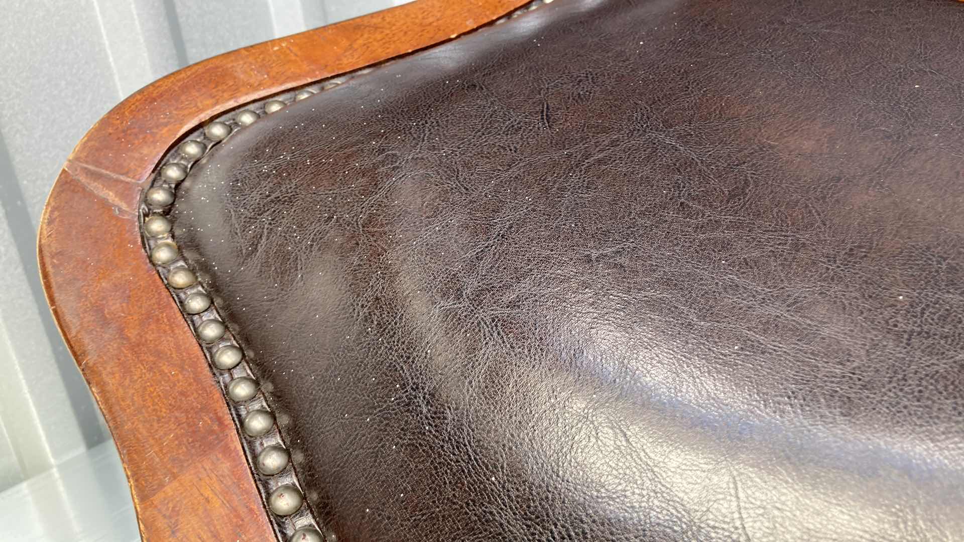 Photo 7 of BELLAGIO STYLE CHERRY WOOD FINISH EXPRESSO LEATHER DINING CHAIR ON CASTERS 22” X 20” H40”