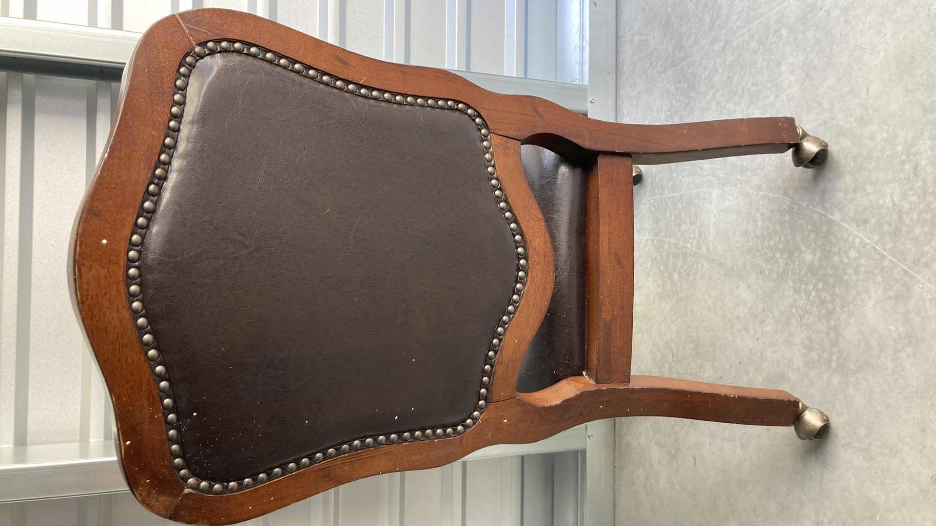 Photo 4 of BELLAGIO STYLE CHERRY WOOD FINISH EXPRESSO LEATHER DINING CHAIR ON CASTERS 22” X 20” H40”