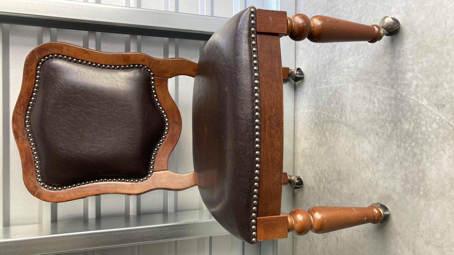 Photo 1 of BELLAGIO STYLE CHERRY WOOD FINISH EXPRESSO LEATHER DINING CHAIR ON CASTERS 22” X 20” H40”