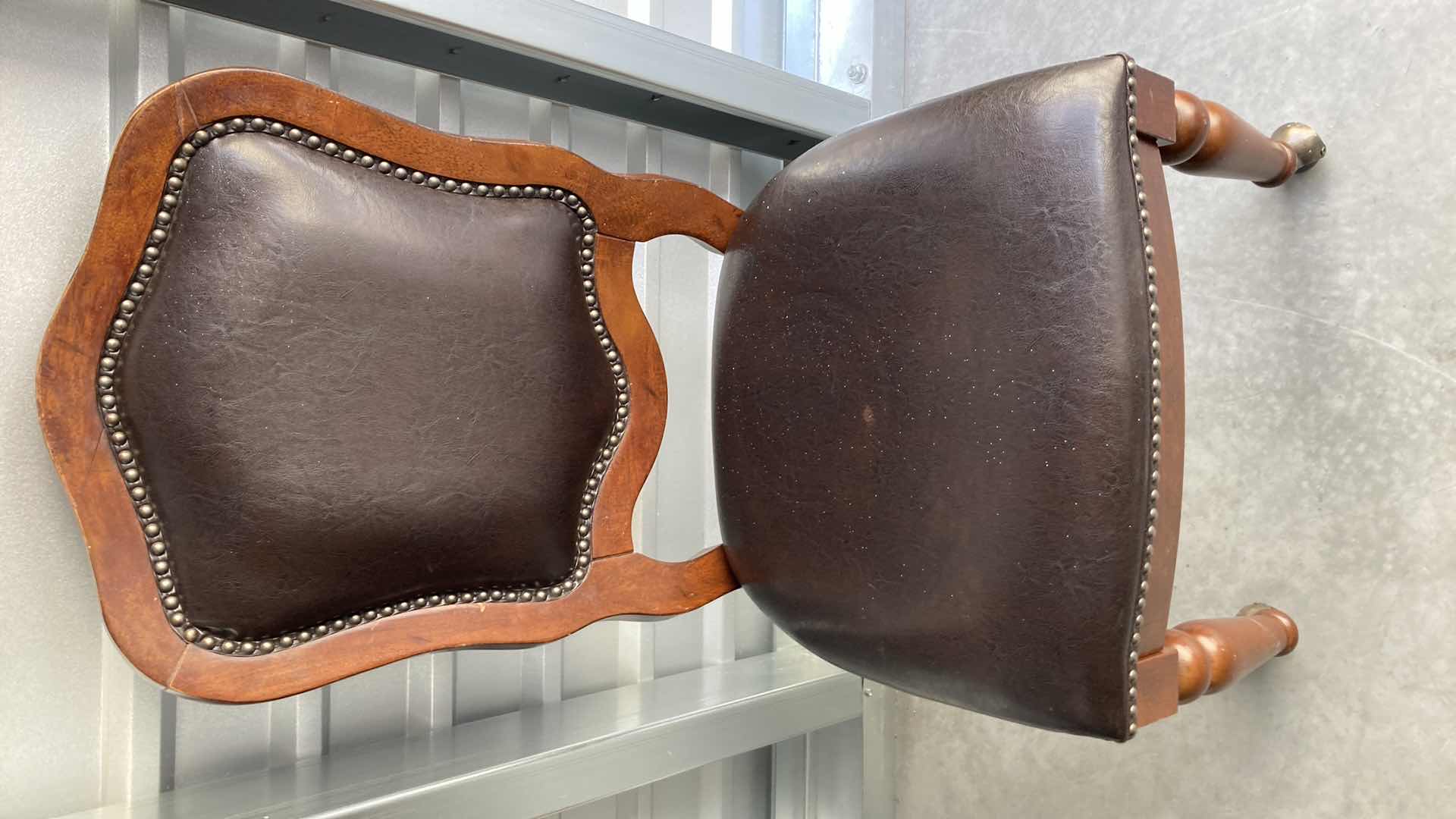 Photo 1 of BELLAGIO STYLE CHERRY WOOD FINISH EXPRESSO LEATHER DINING CHAIR ON CASTERS 22” X 20” H40”