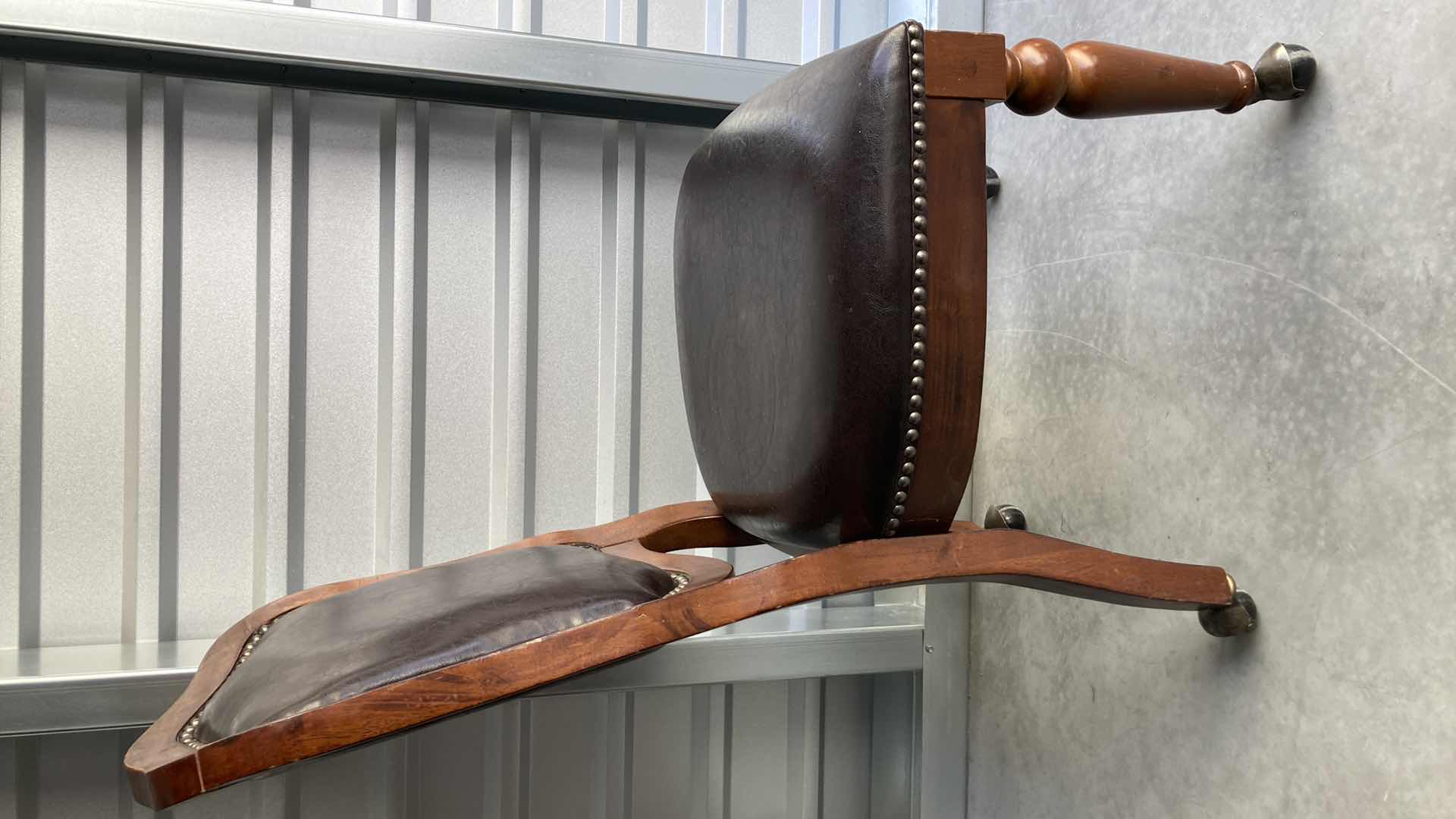 Photo 3 of BELLAGIO STYLE CHERRY WOOD FINISH EXPRESSO LEATHER DINING CHAIR ON CASTERS 22” X 20” H40”