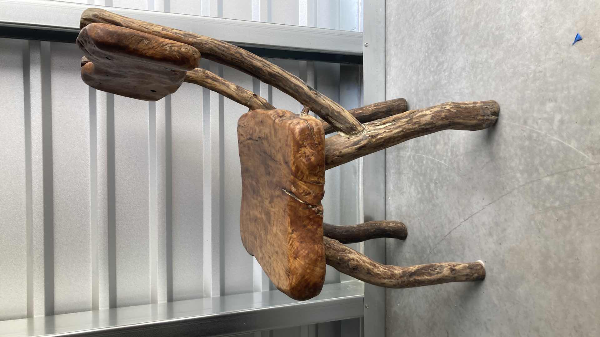 Photo 1 of RUSTIC LIVE EDGE SOLID WOOD CHAIR 16” X 18” H32”