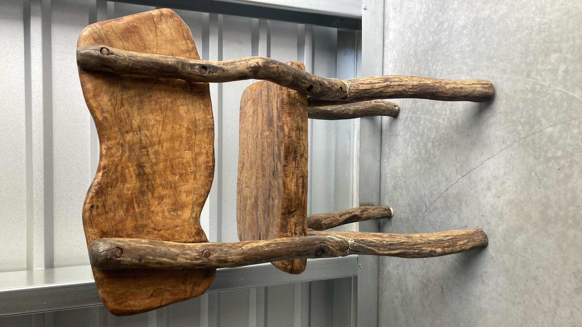 Photo 1 of RUSTIC LIVE EDGE SOLID WOOD CHAIR 16” X 18” H32”