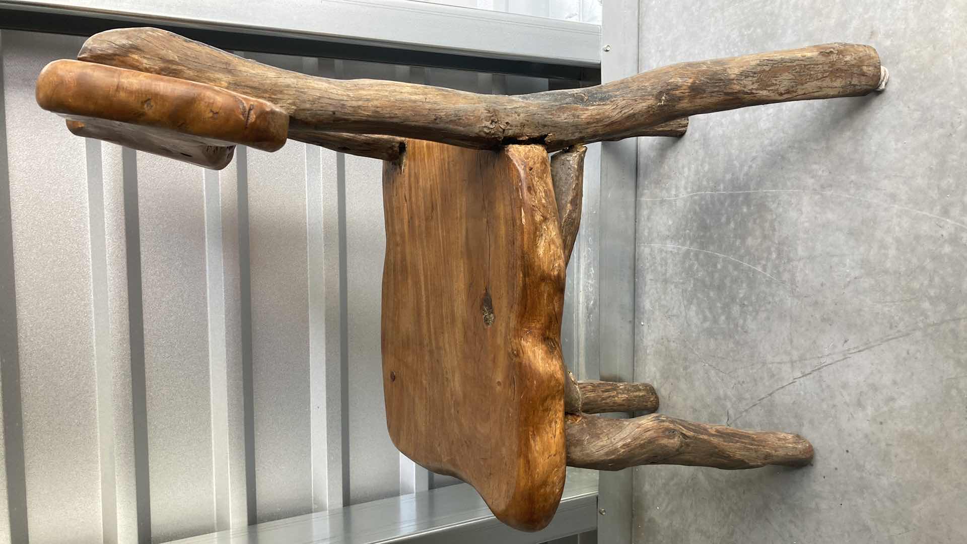 Photo 1 of RUSTIC LIVE EDGE SOLID WOOD CHAIR 16” X 21” H33”