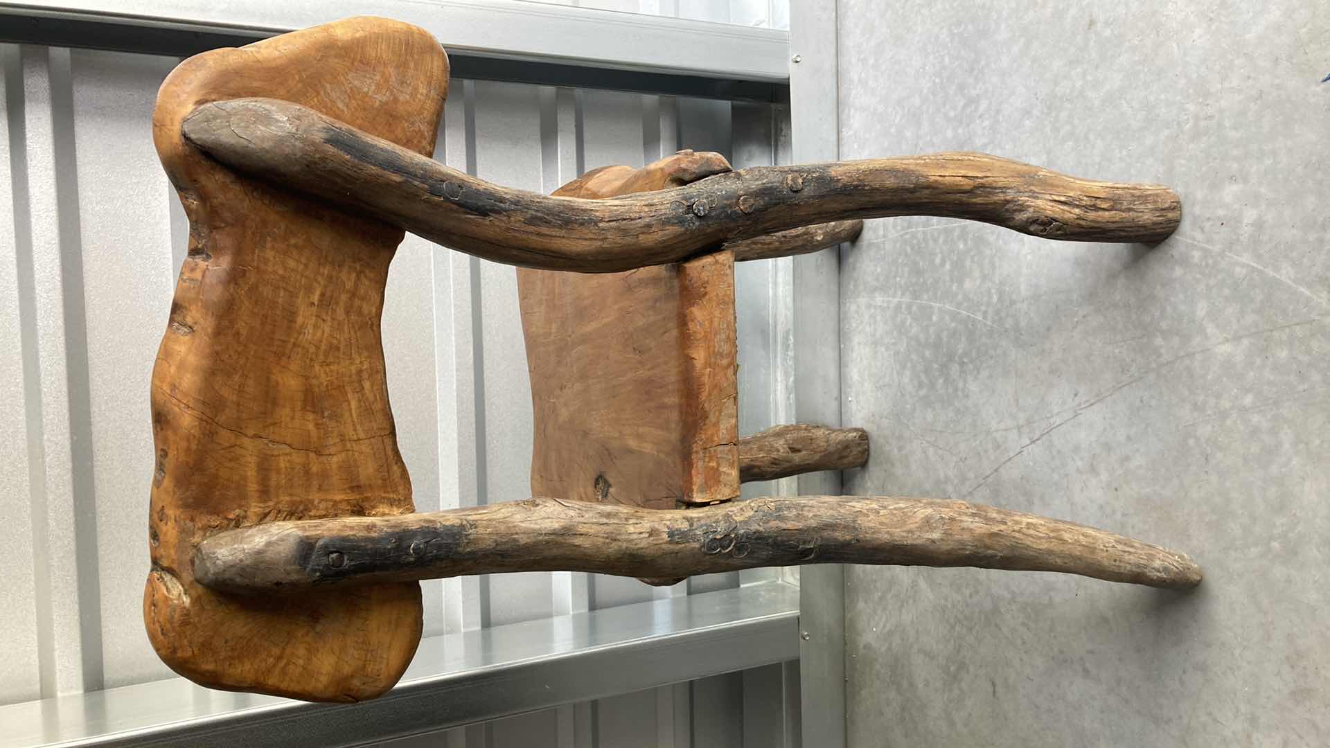 Photo 1 of RUSTIC LIVE EDGE SOLID WOOD CHAIR 16” X 21” H33”