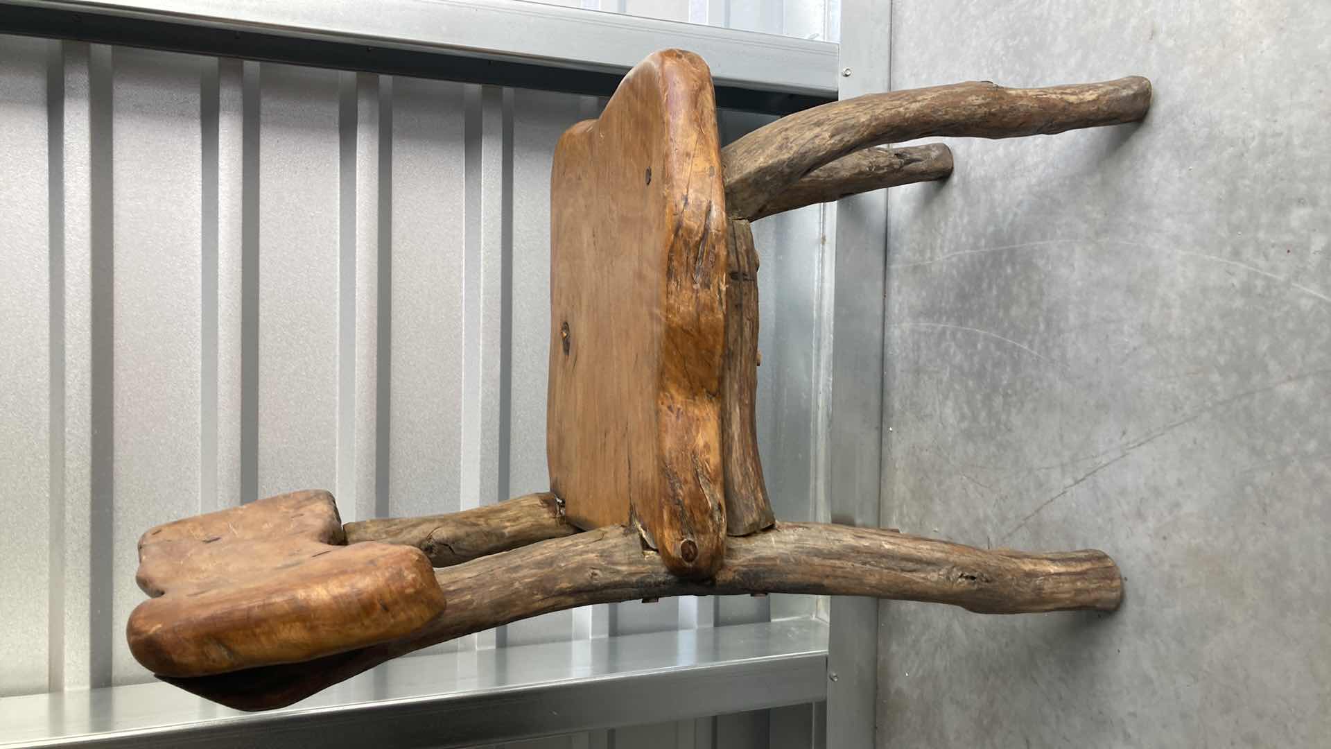 Photo 1 of RUSTIC LIVE EDGE SOLID WOOD CHAIR 16” X 21” H33”