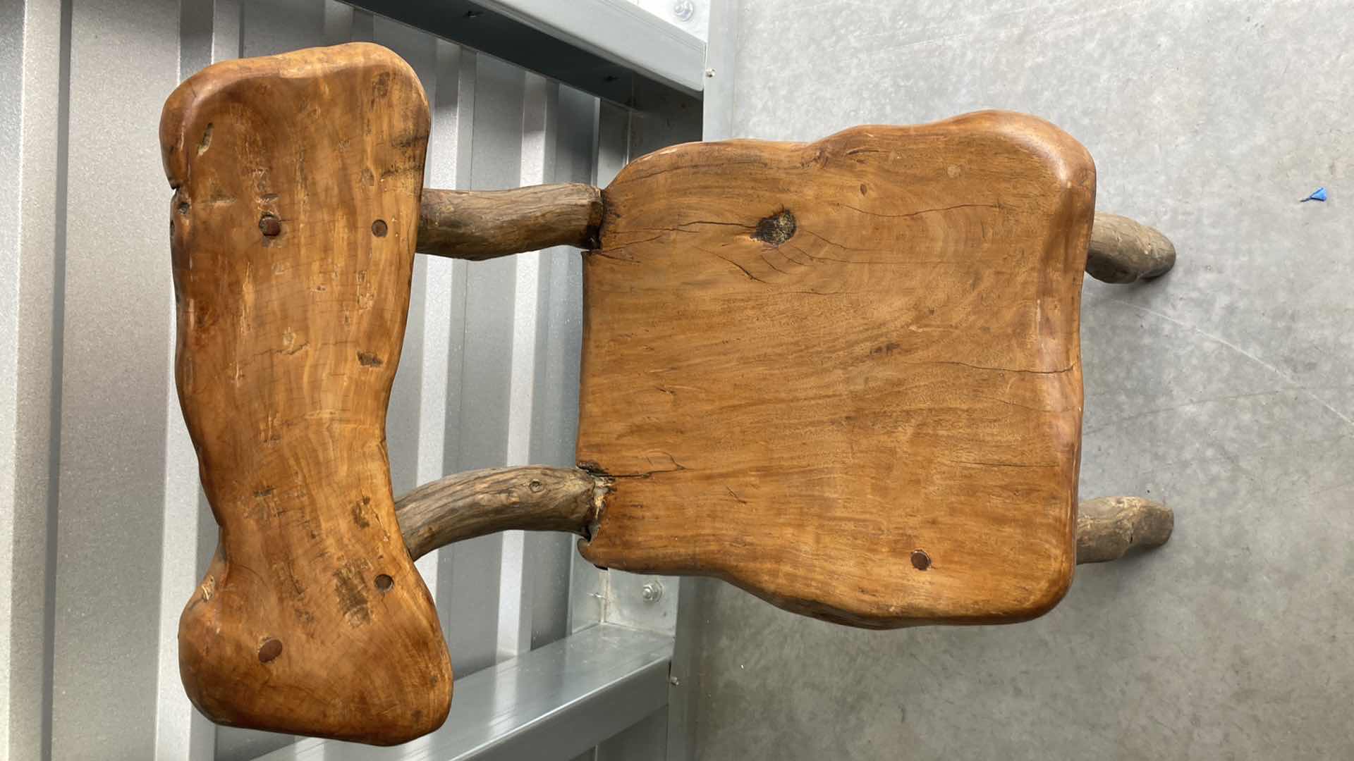 Photo 1 of RUSTIC LIVE EDGE SOLID WOOD CHAIR 16” X 21” H33”