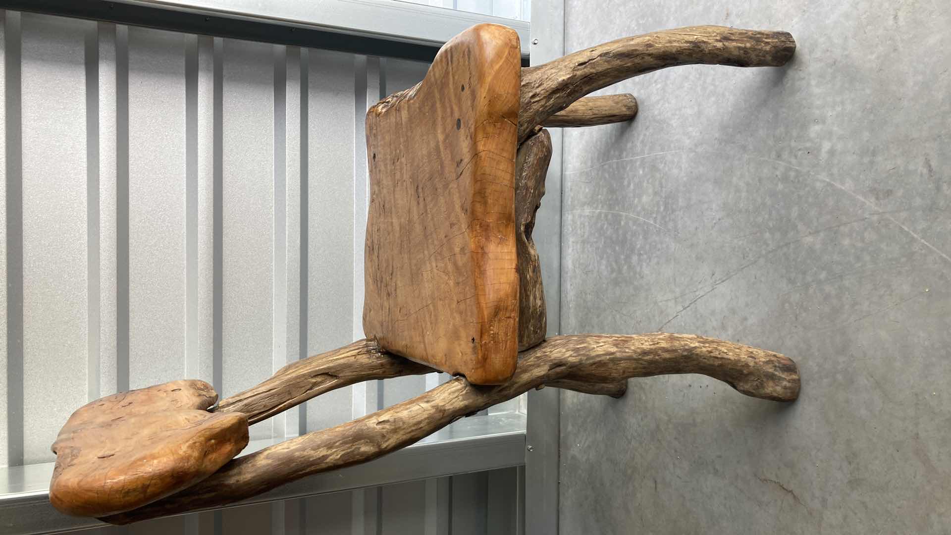 Photo 1 of RUSTIC LIVE EDGE SOLID WOOD CHAIR 16” X 19” H32”