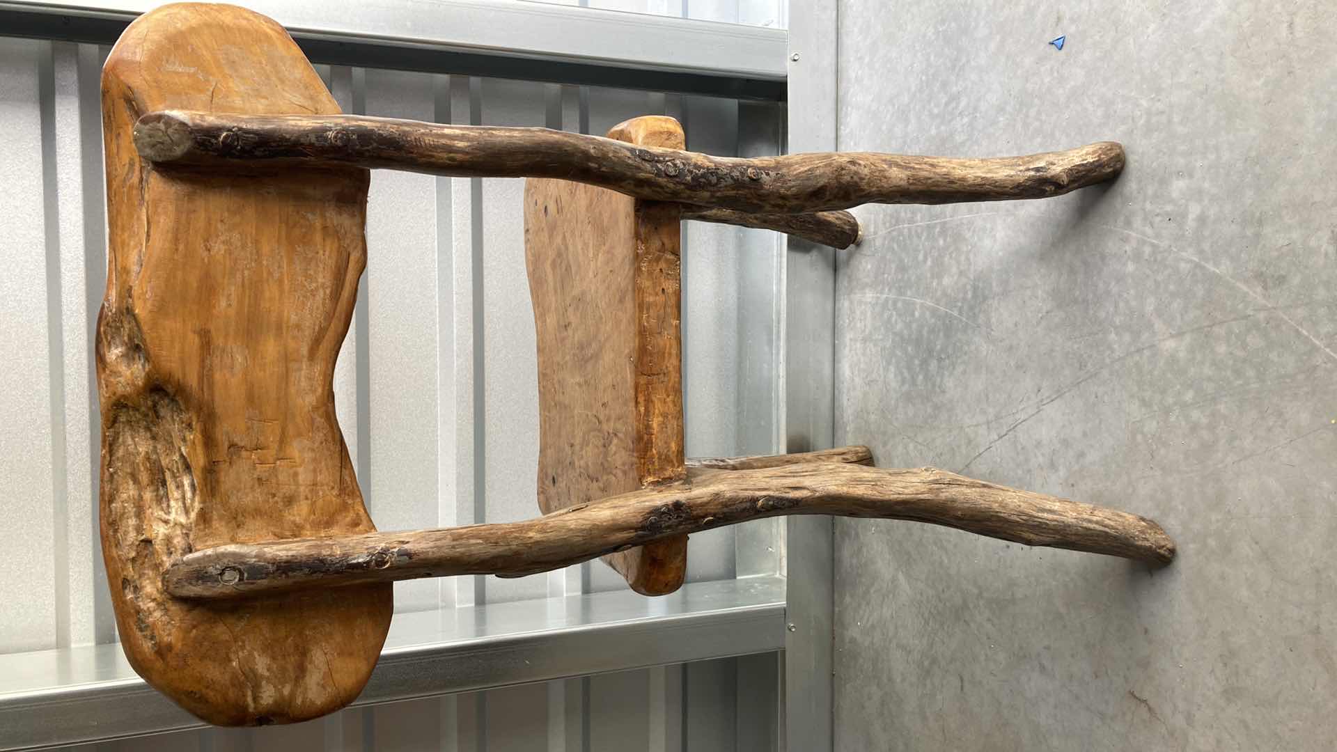 Photo 1 of RUSTIC LIVE EDGE SOLID WOOD CHAIR 16” X 19” H32”