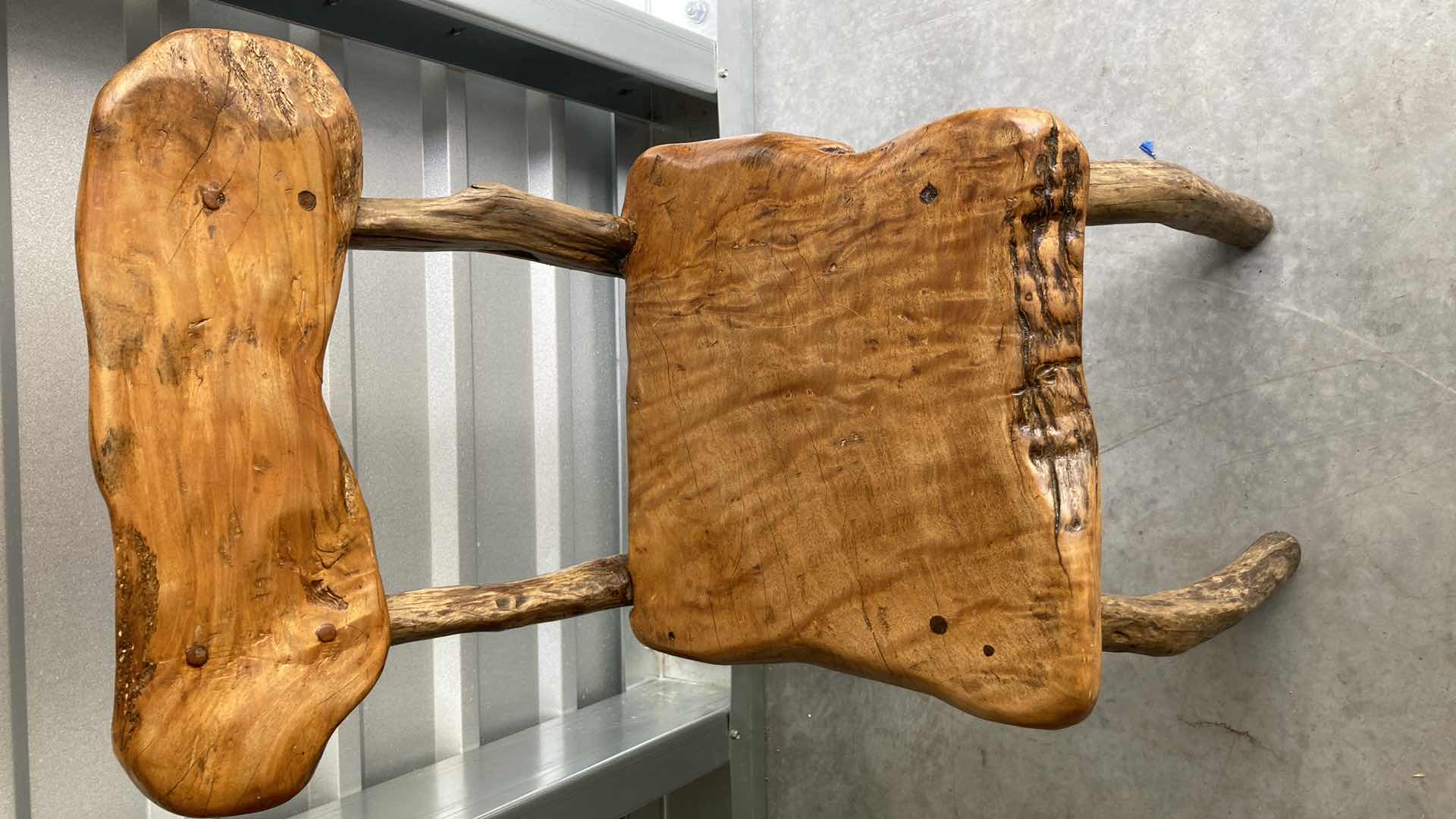 Photo 1 of RUSTIC LIVE EDGE SOLID WOOD CHAIR 16” X 19” H32”