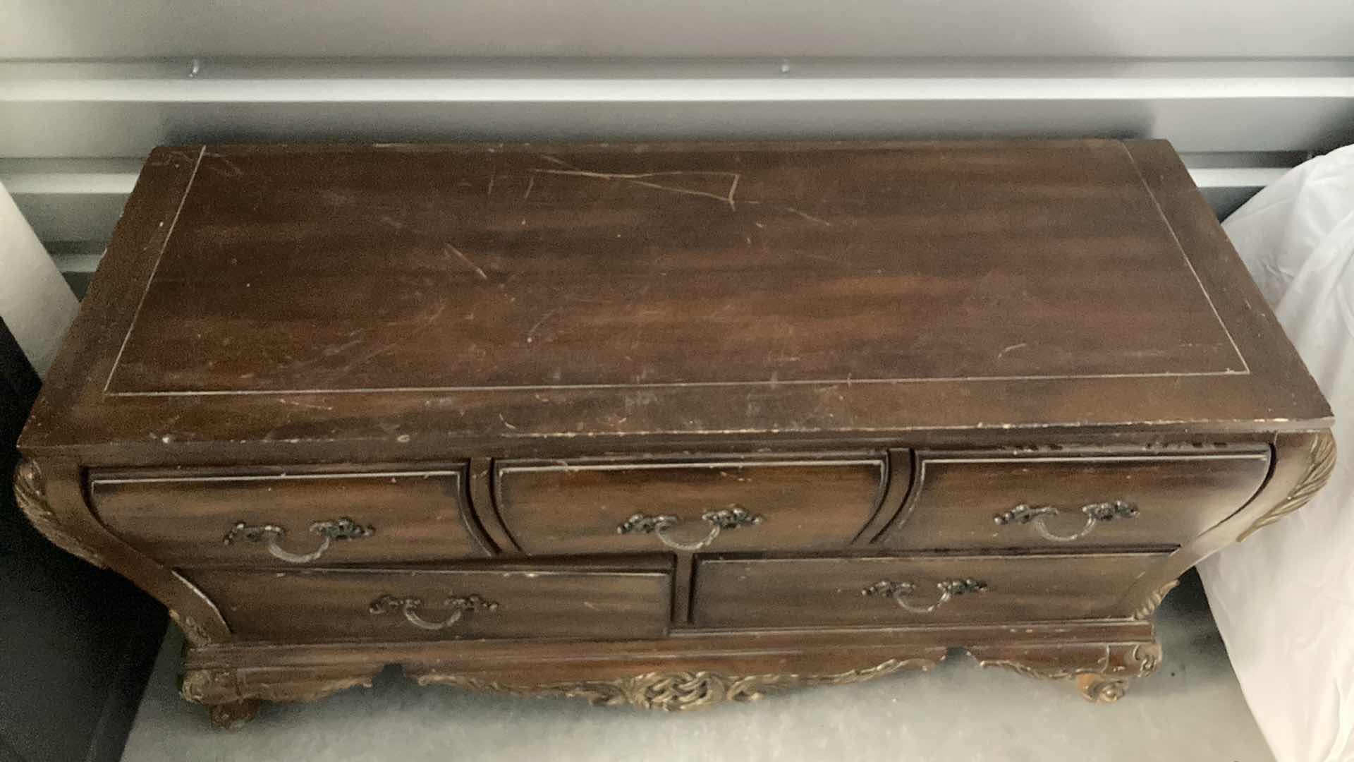 View 2 of ANTIQUE BOMBAY STYLE 5 DRAWER DRESSER 55” X 21” H27.5”